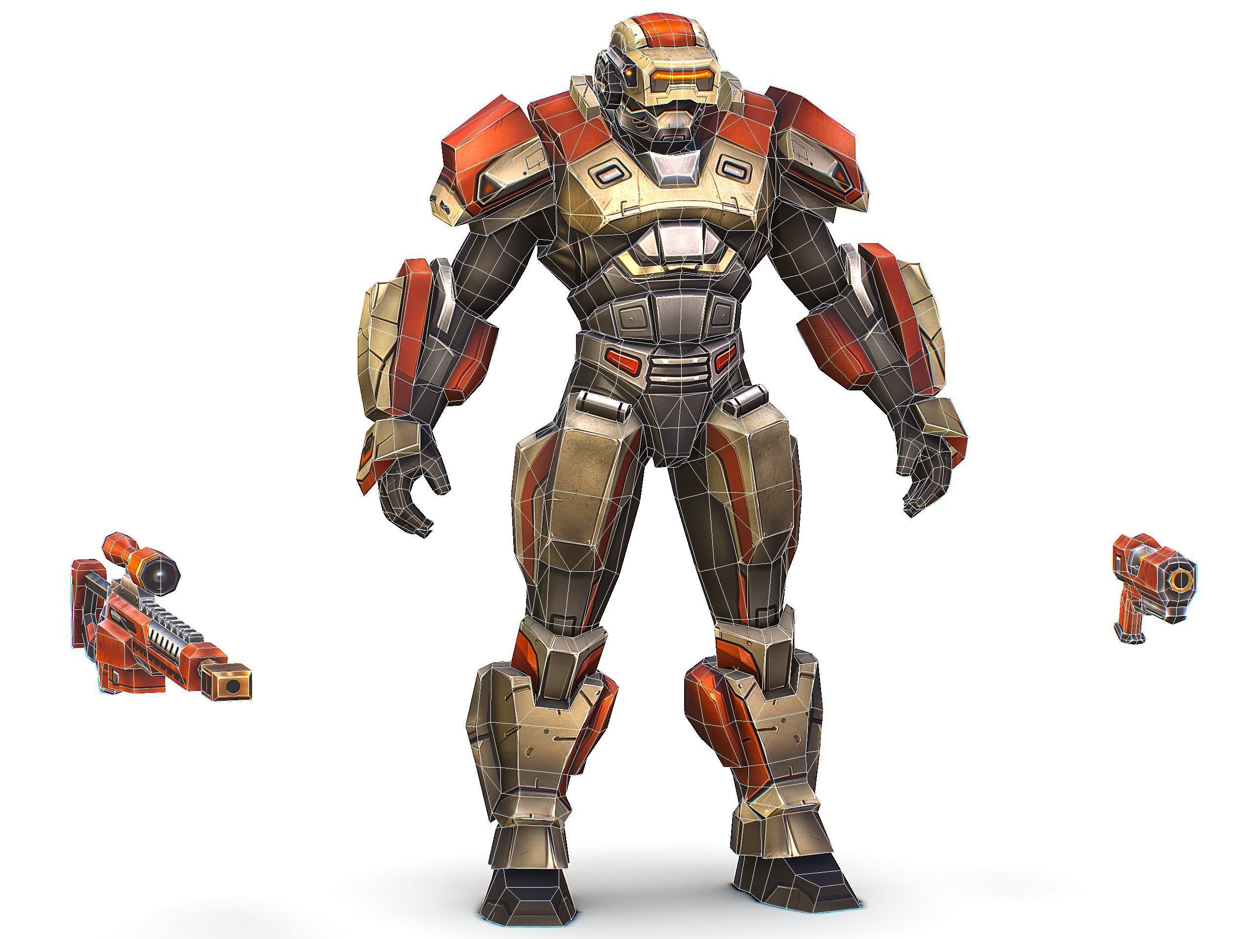 Cartoon Sci-Fi Cyborg Drone Sniper Soldier Low-poly 3D model_85