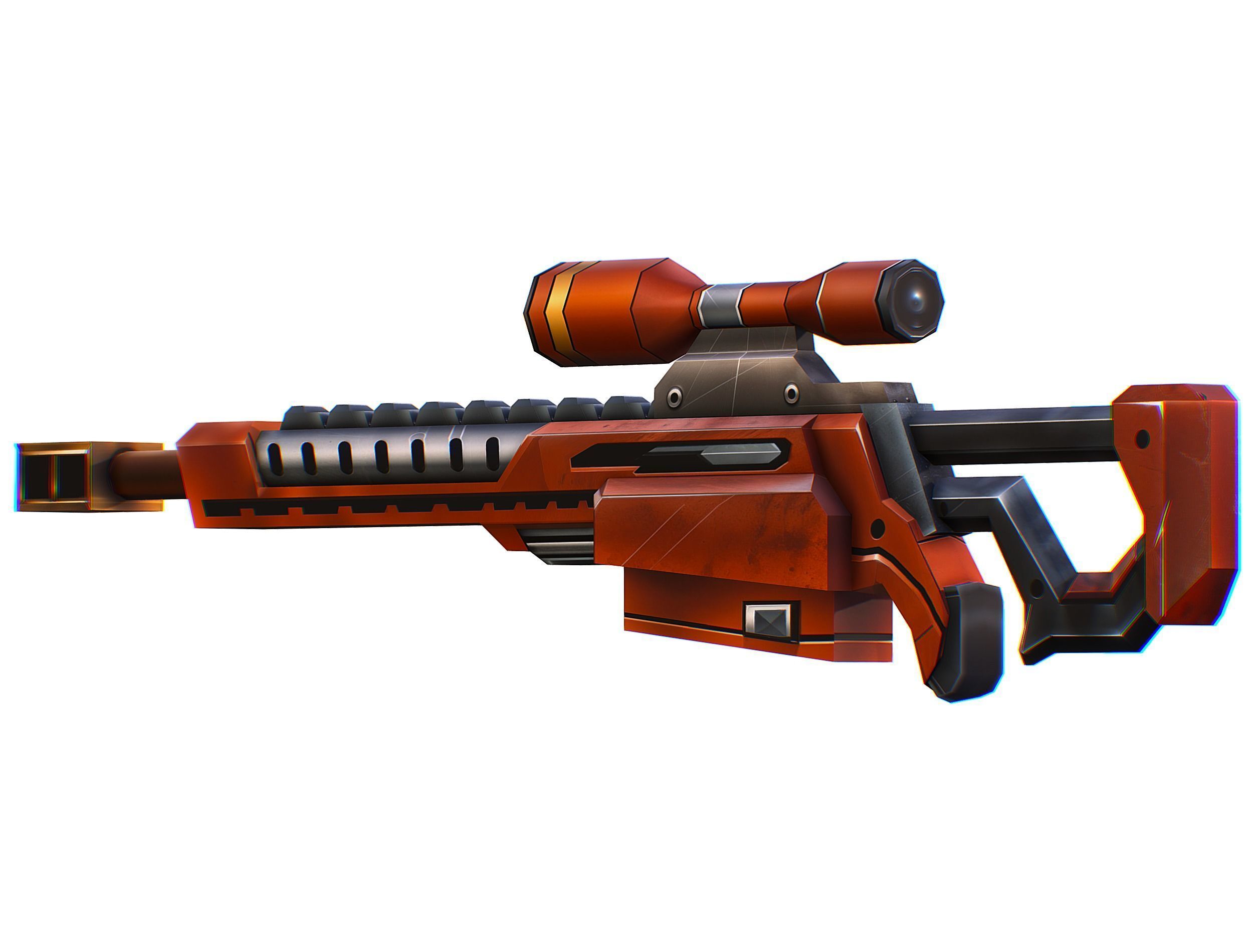 Cartoon Sci-Fi Cyborg Drone Sniper Soldier Low-poly 3D model_68