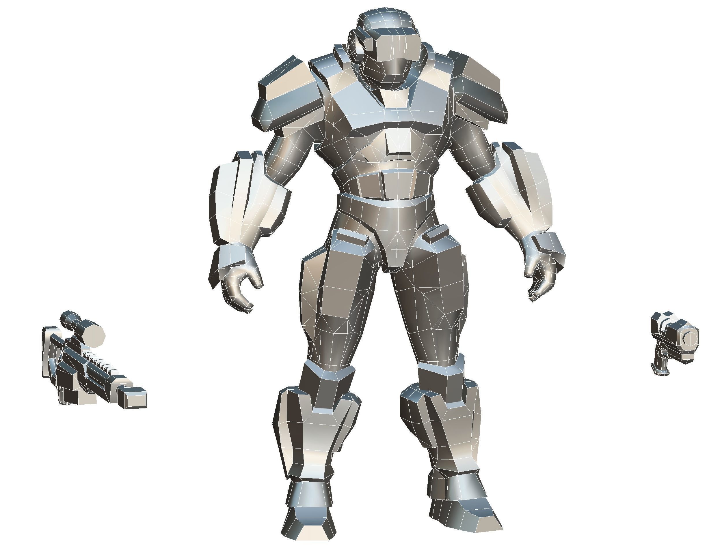 Cartoon Sci-Fi Cyborg Drone Sniper Soldier Low-poly 3D model_86