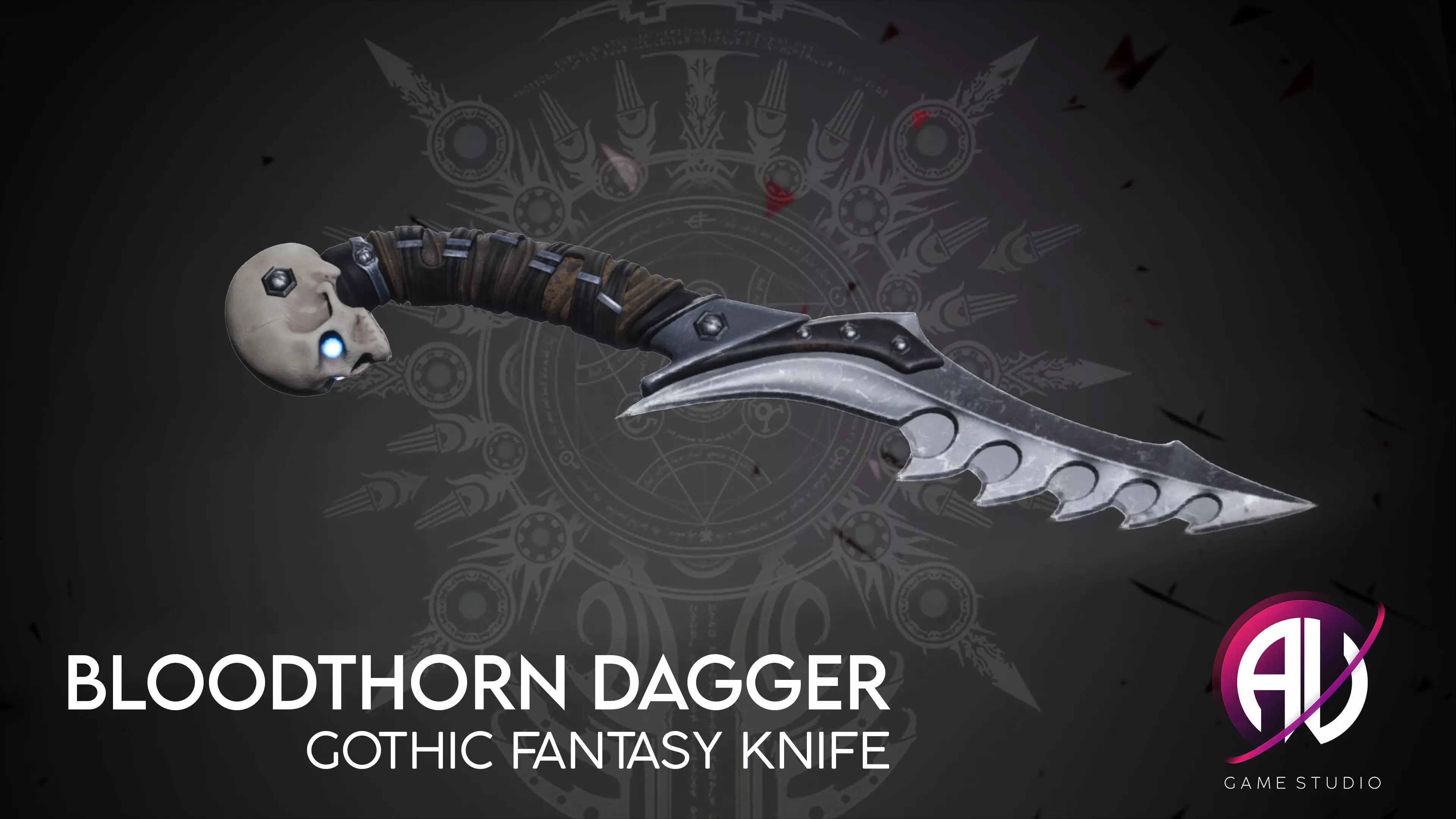 Gothic Fantasy Knife - Bloodthorn Low-poly 3D model_0