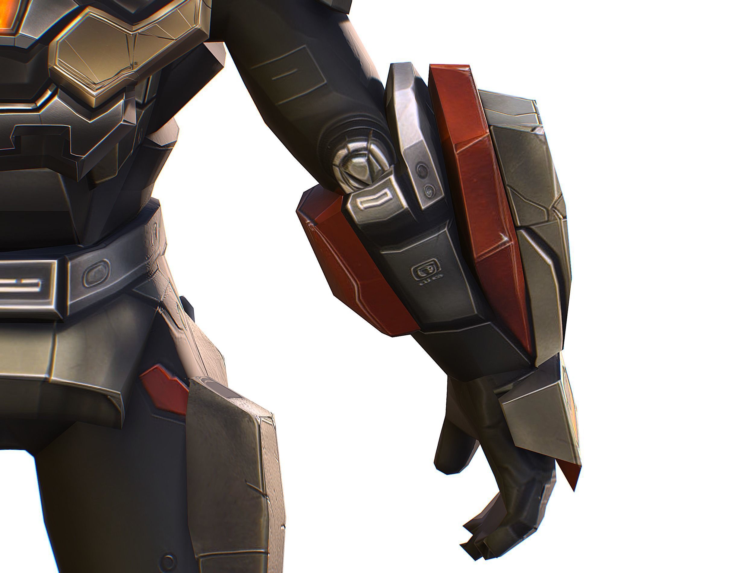 Cartoon Sci-Fi Cyborg Drone Heavy Machine Gunner Low-poly 3D model_28