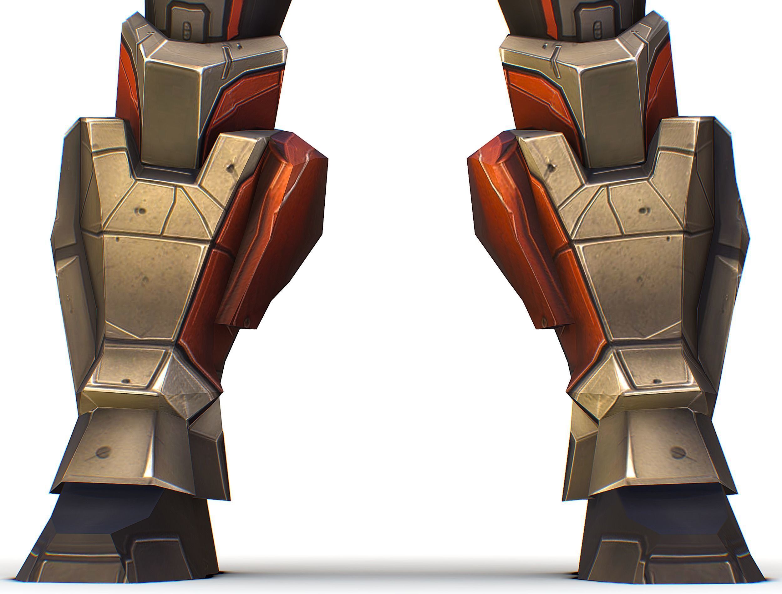 Cartoon Sci-Fi Cyborg Drone Heavy Machine Gunner Low-poly 3D model_24