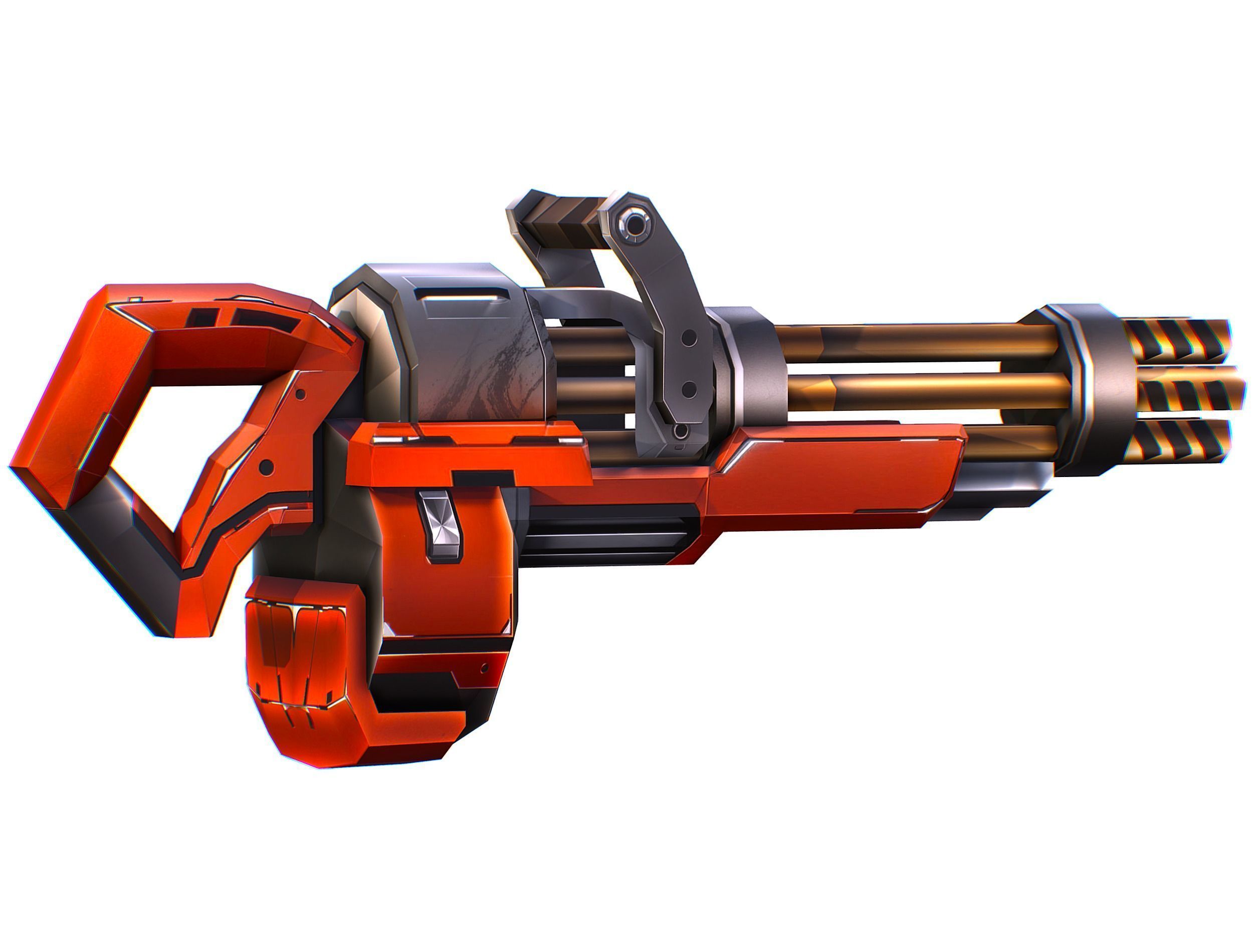 Cartoon Sci-Fi Cyborg Drone Heavy Machine Gunner Low-poly 3D model_69