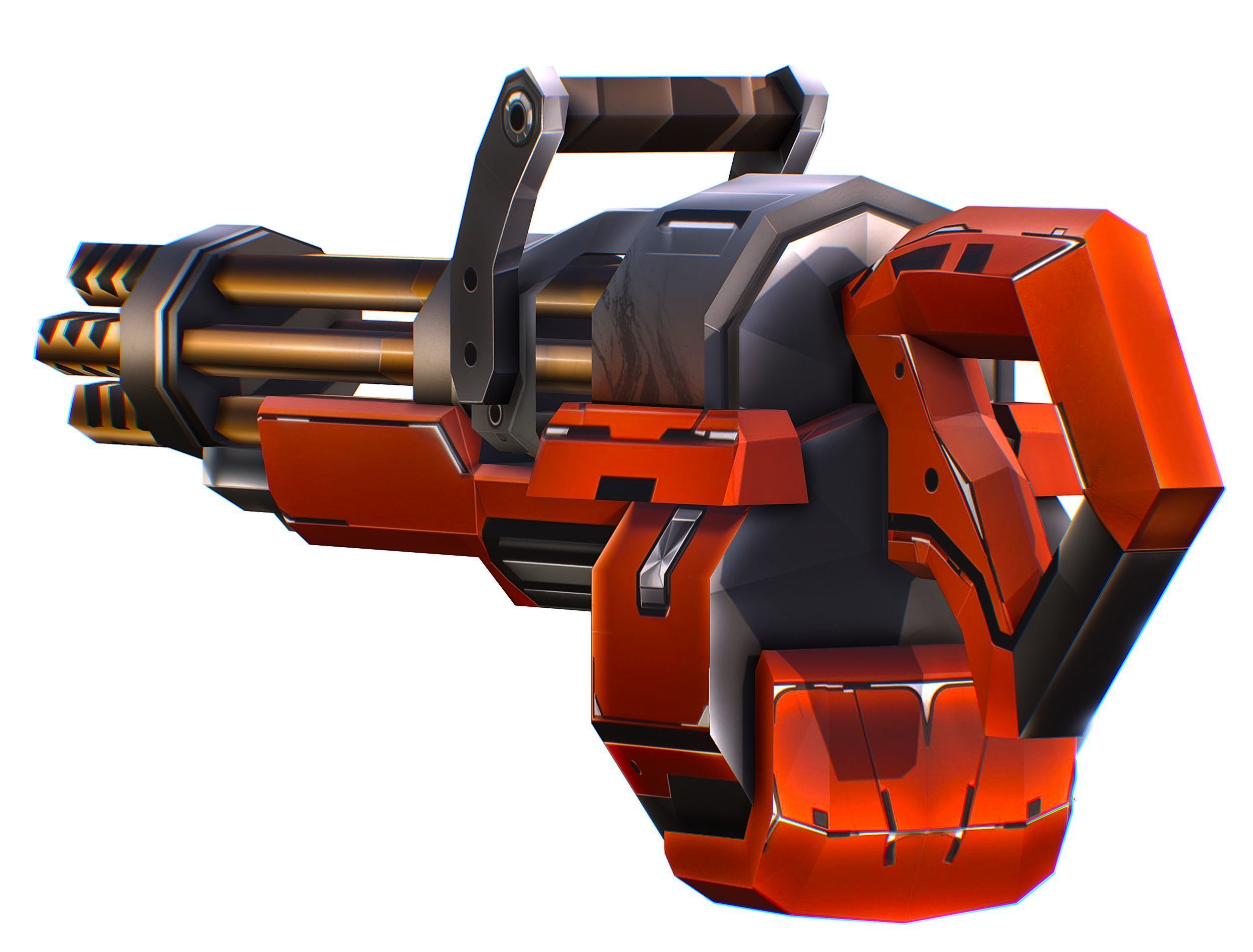 Cartoon Sci-Fi Cyborg Drone Heavy Machine Gunner Low-poly 3D model_65