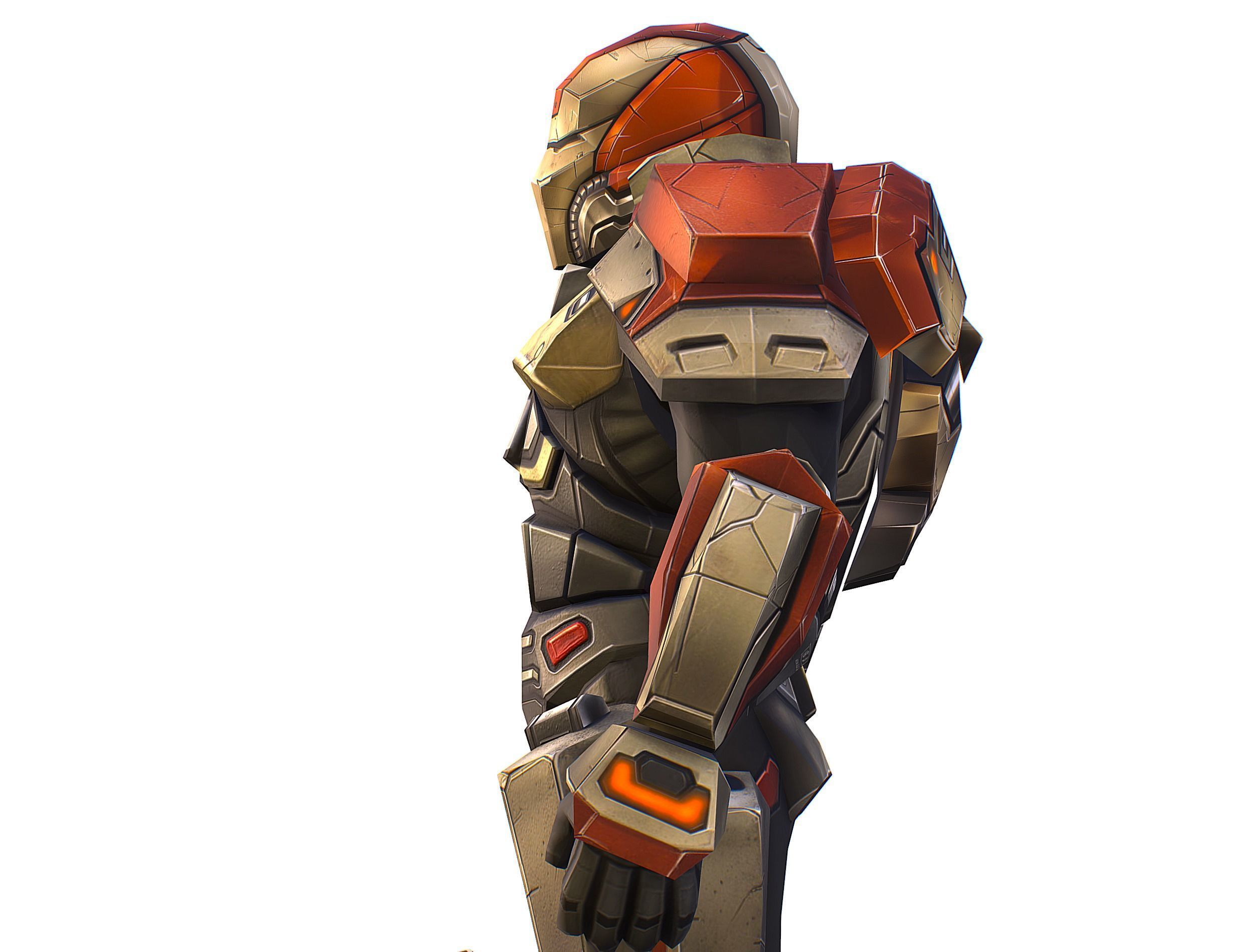 Cartoon Sci-Fi Cyborg Drone Heavy Machine Gunner Low-poly 3D model_32