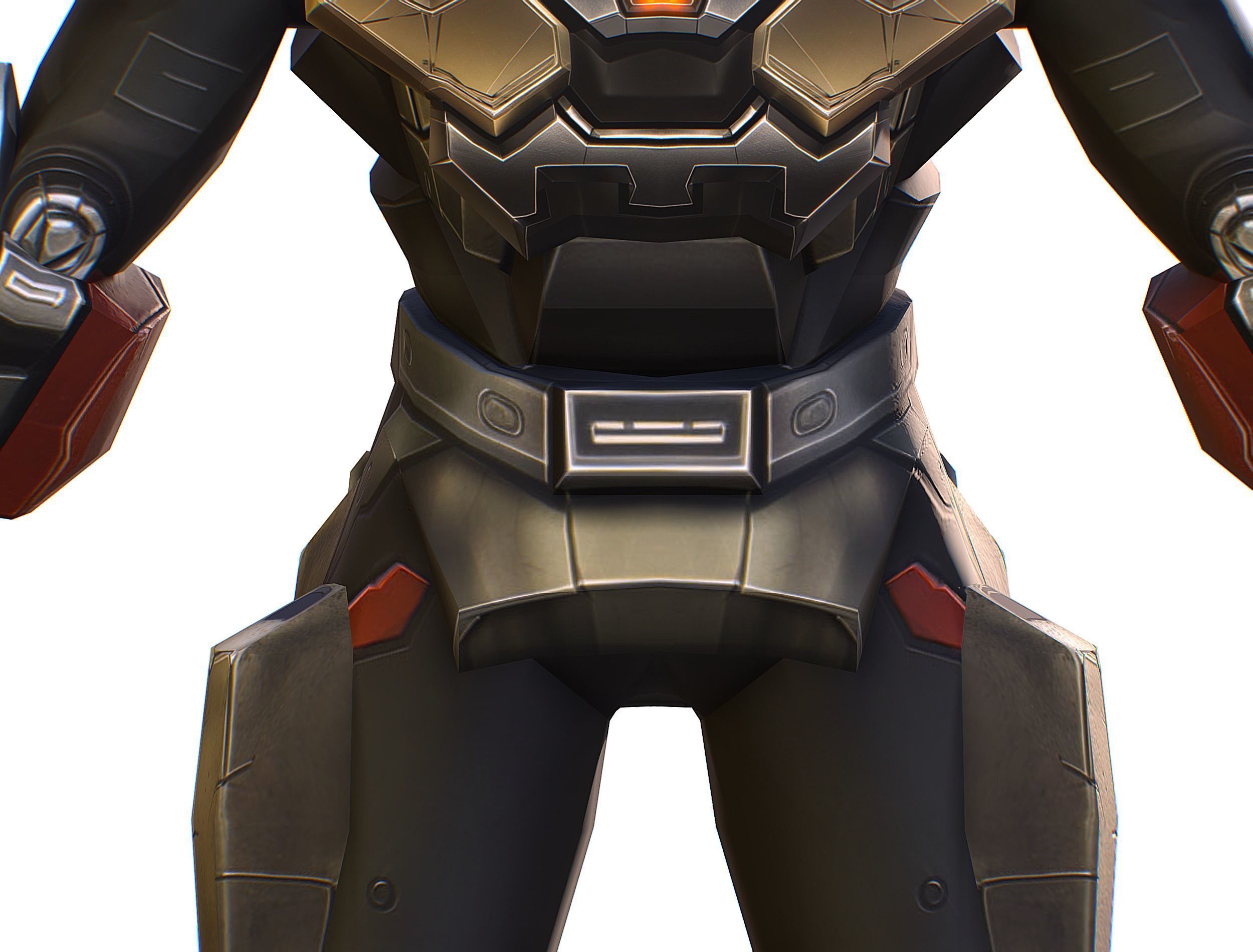 Cartoon Sci-Fi Cyborg Drone Heavy Machine Gunner Low-poly 3D model_26