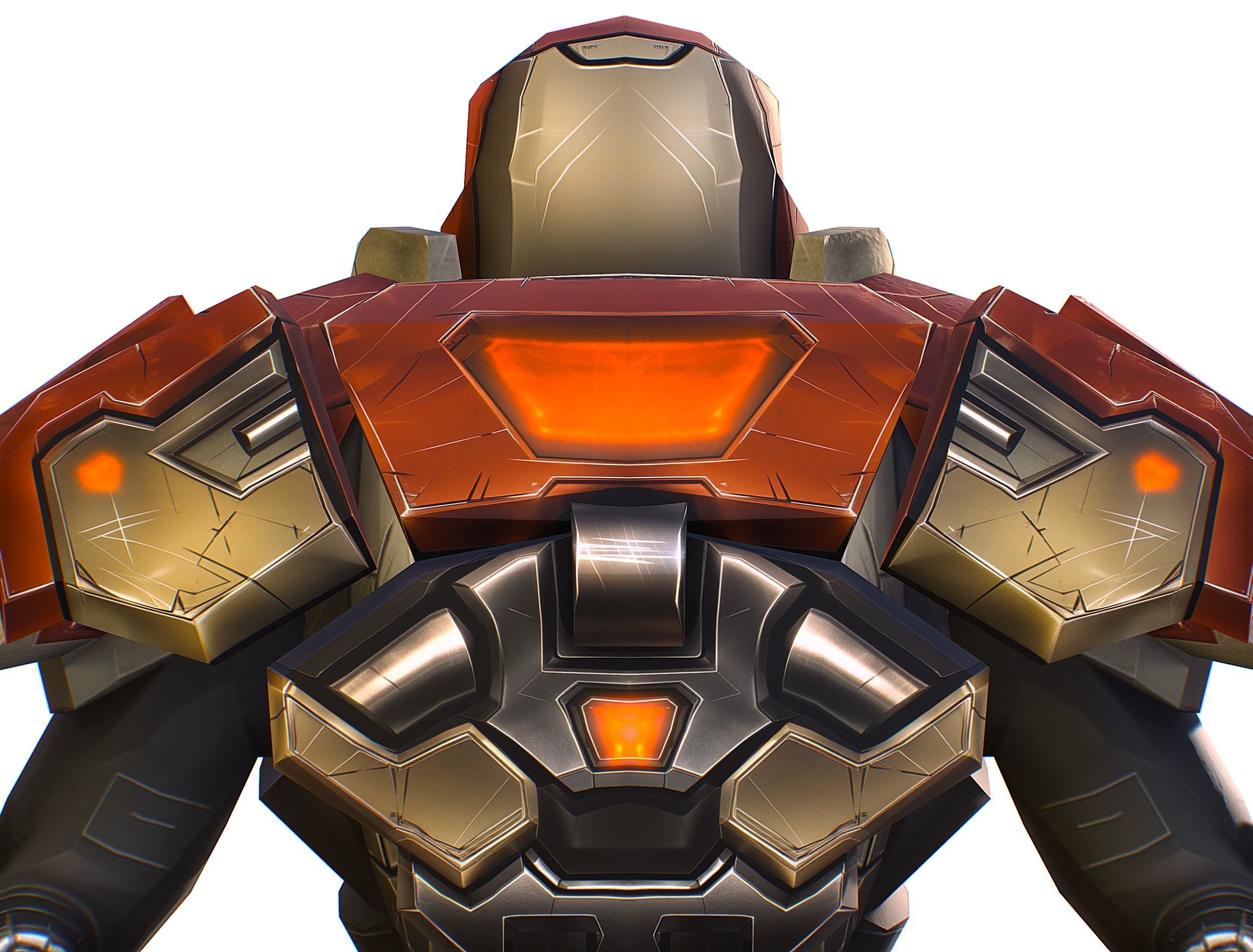 Cartoon Sci-Fi Cyborg Drone Heavy Machine Gunner Low-poly 3D model_25