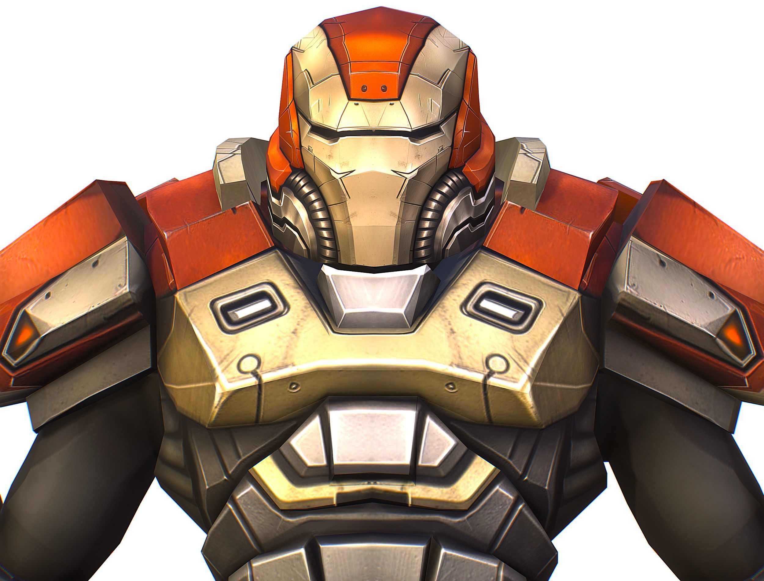 Cartoon Sci-Fi Cyborg Drone Heavy Machine Gunner Low-poly 3D model_19