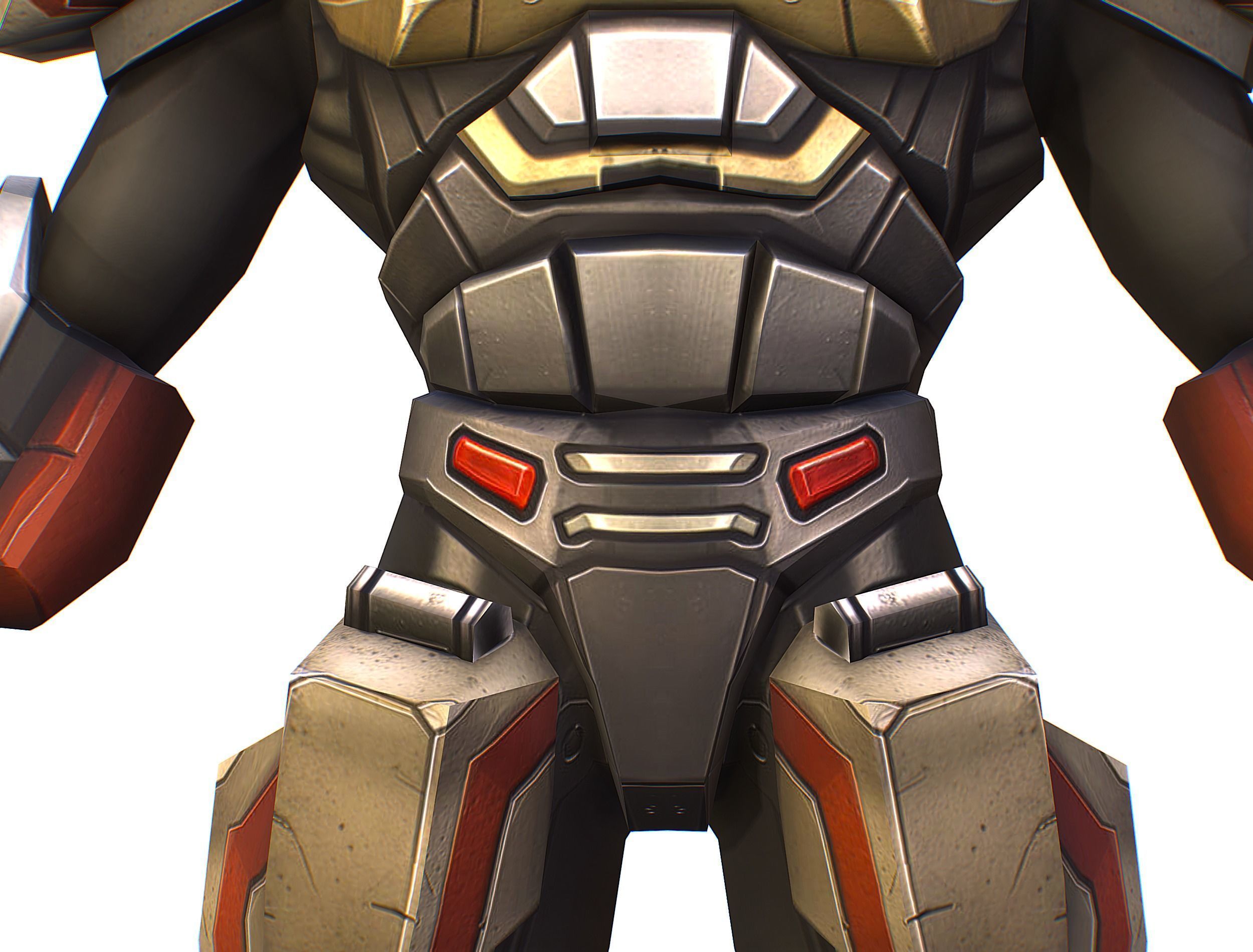 Cartoon Sci-Fi Cyborg Drone Heavy Machine Gunner Low-poly 3D model_20