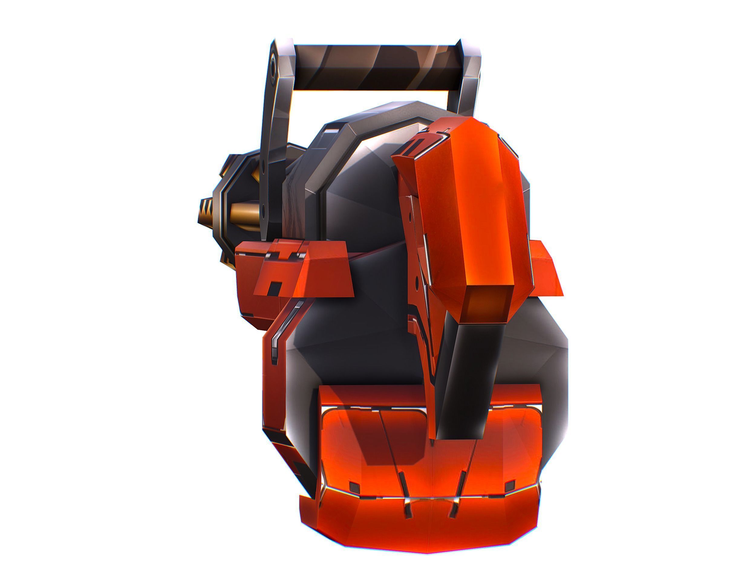 Cartoon Sci-Fi Cyborg Drone Heavy Machine Gunner Low-poly 3D model_66