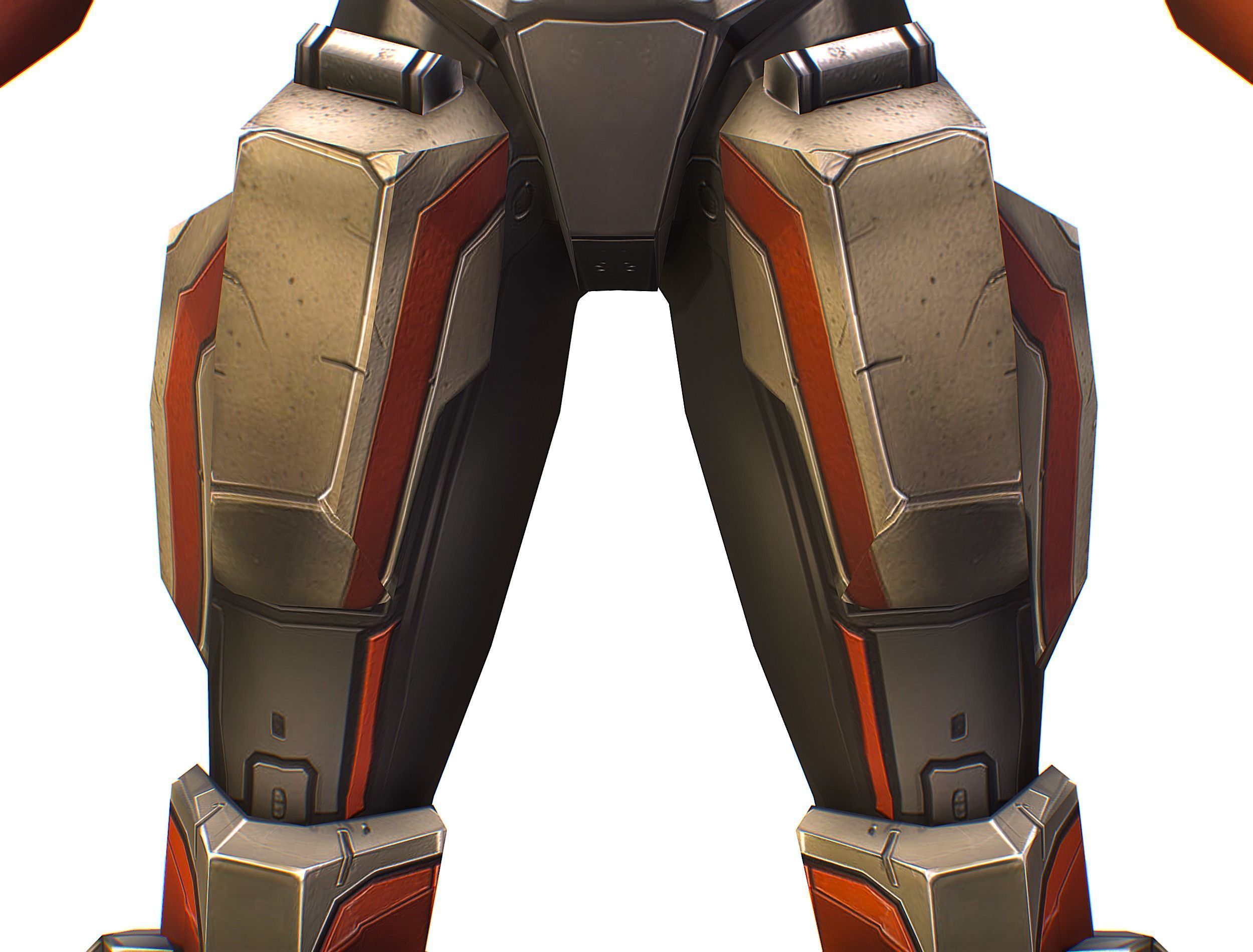 Cartoon Sci-Fi Cyborg Drone Heavy Machine Gunner Low-poly 3D model_23