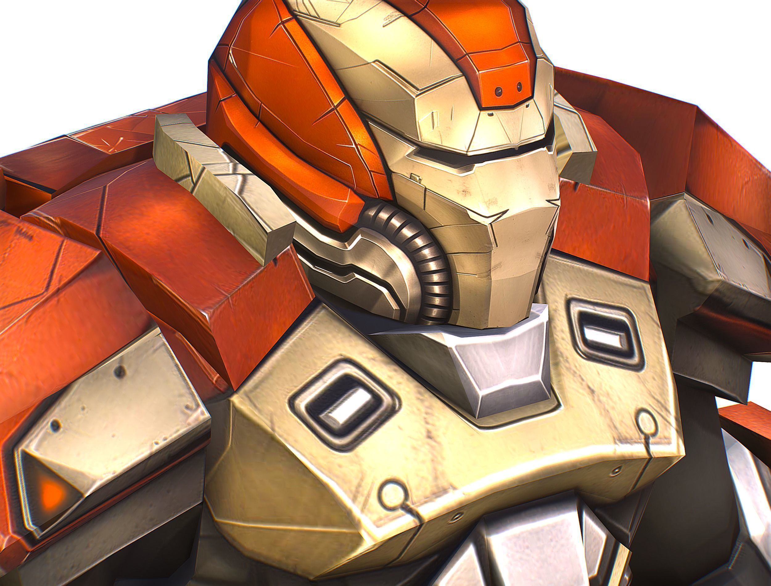 Cartoon Sci-Fi Cyborg Drone Heavy Machine Gunner Low-poly 3D model_33