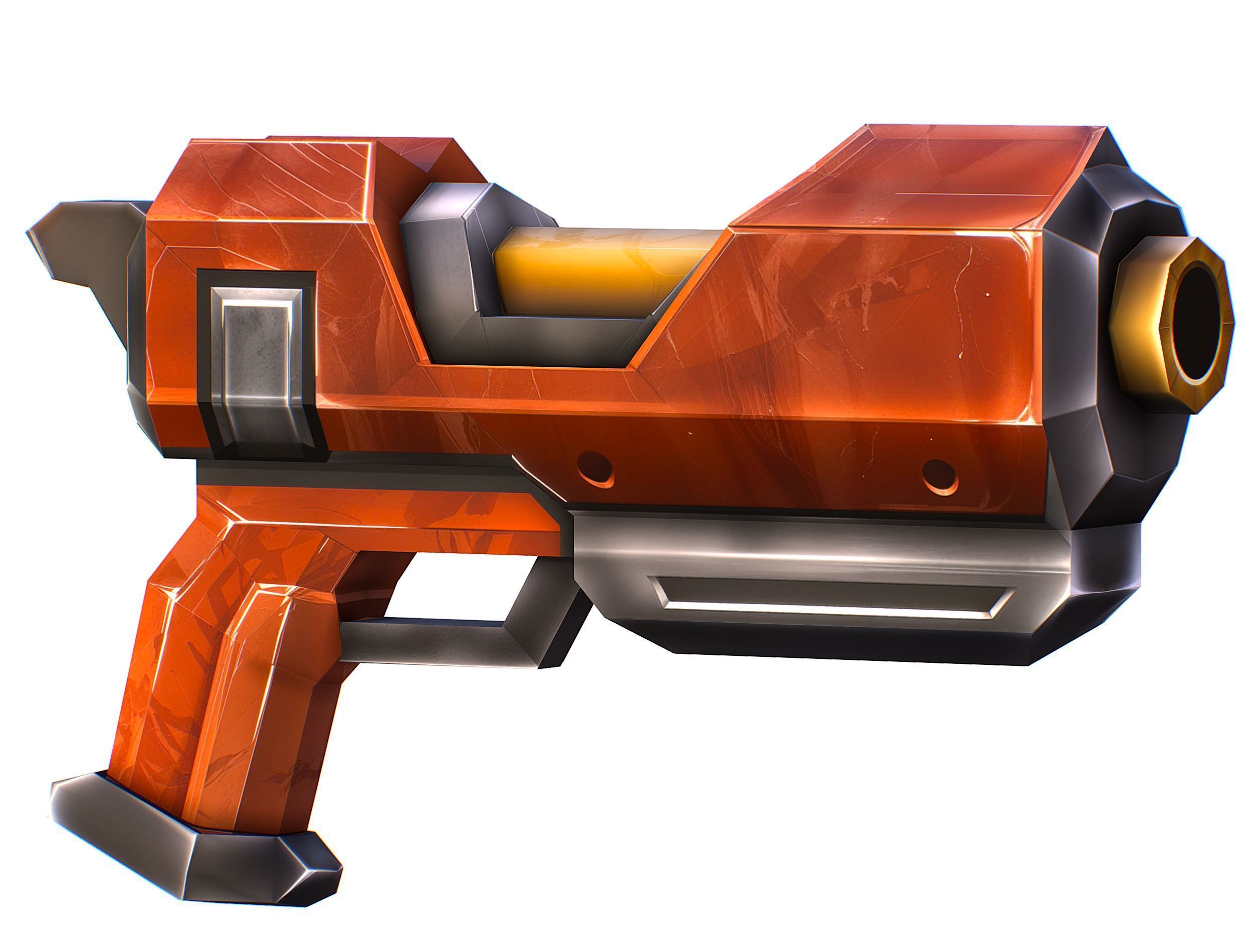 Cartoon Sci-Fi Cyborg Drone Heavy Machine Gunner Low-poly 3D model_34