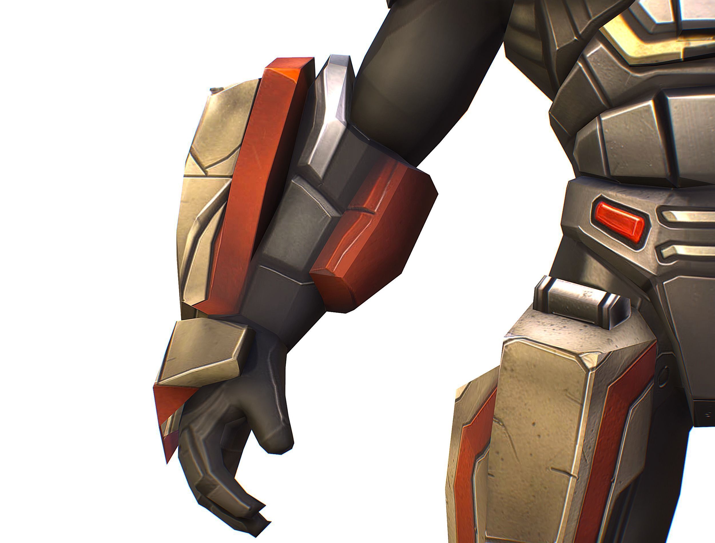 Cartoon Sci-Fi Cyborg Drone Heavy Machine Gunner Low-poly 3D model_21