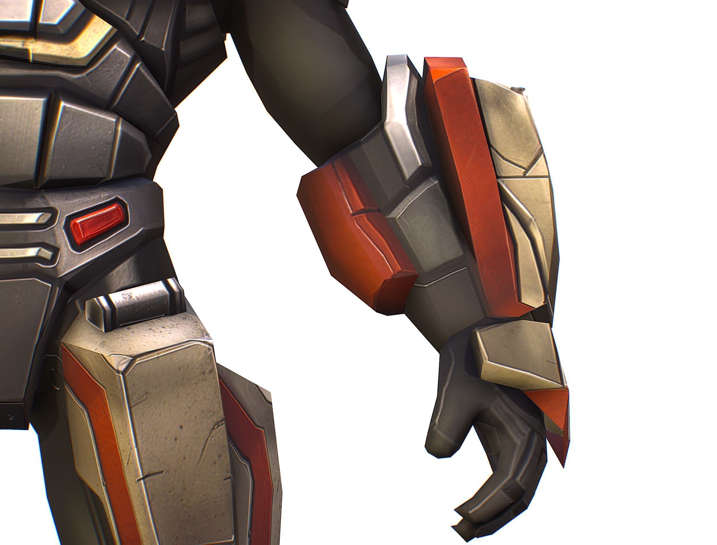 Cartoon Sci-Fi Cyborg Drone Heavy Machine Gunner Low-poly 3D model_22