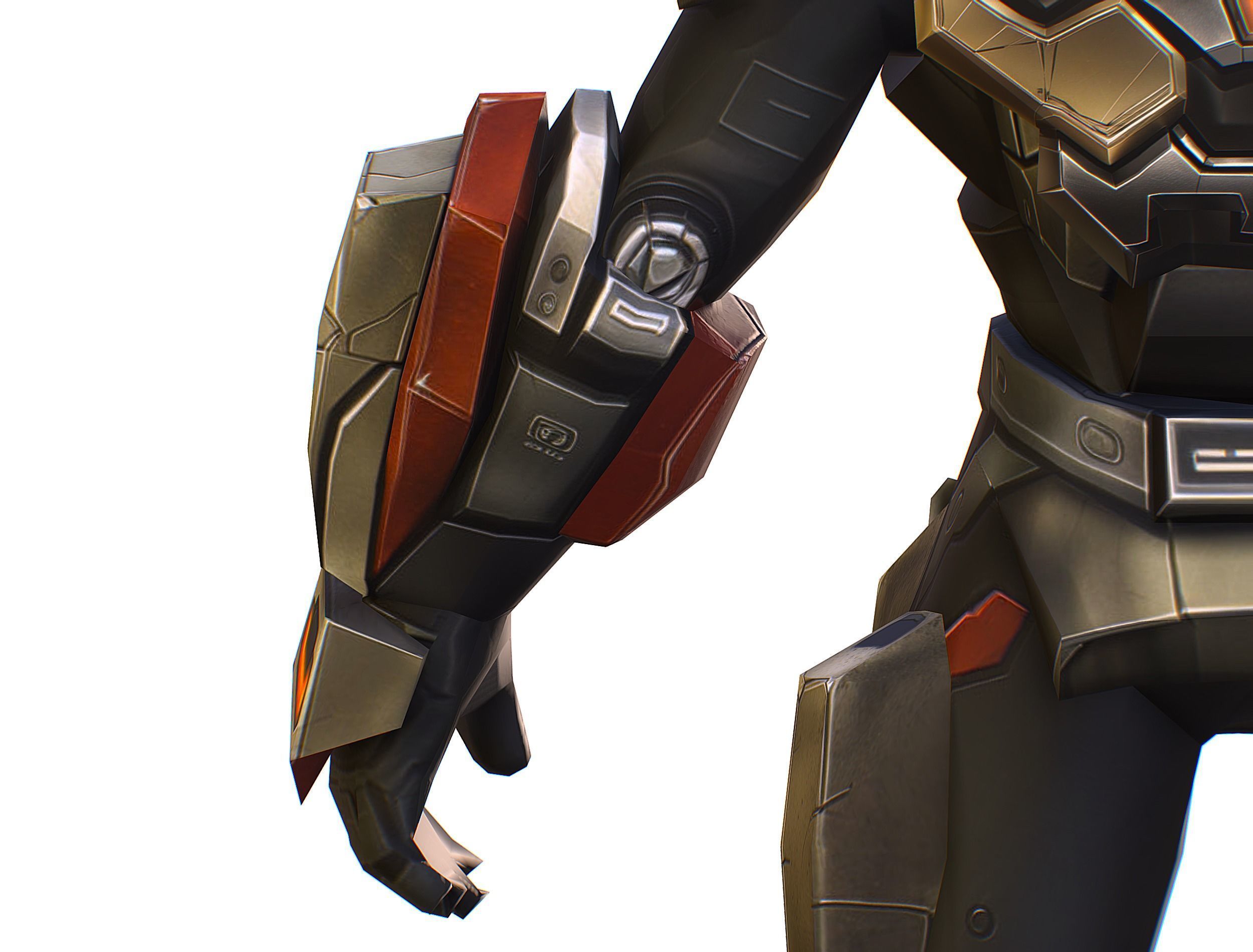 Cartoon Sci-Fi Cyborg Drone Heavy Machine Gunner Low-poly 3D model_27