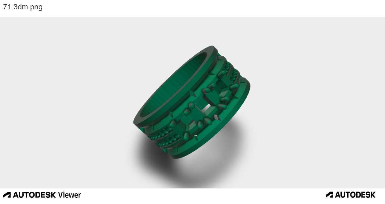 Men Ring with 3 Asscher Center-cuts and around Diamond cuts 3D print model_1