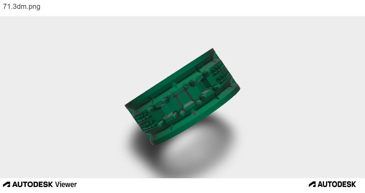 Men Ring with 3 Asscher Center-cuts and around Diamond cuts 3D print model_6