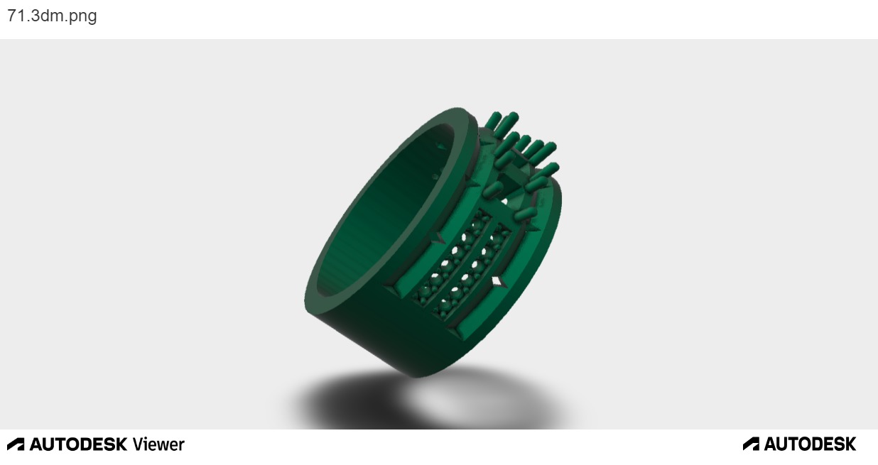 Men Ring with 3 Asscher Center-cuts and around Diamond cuts 3D print model_2