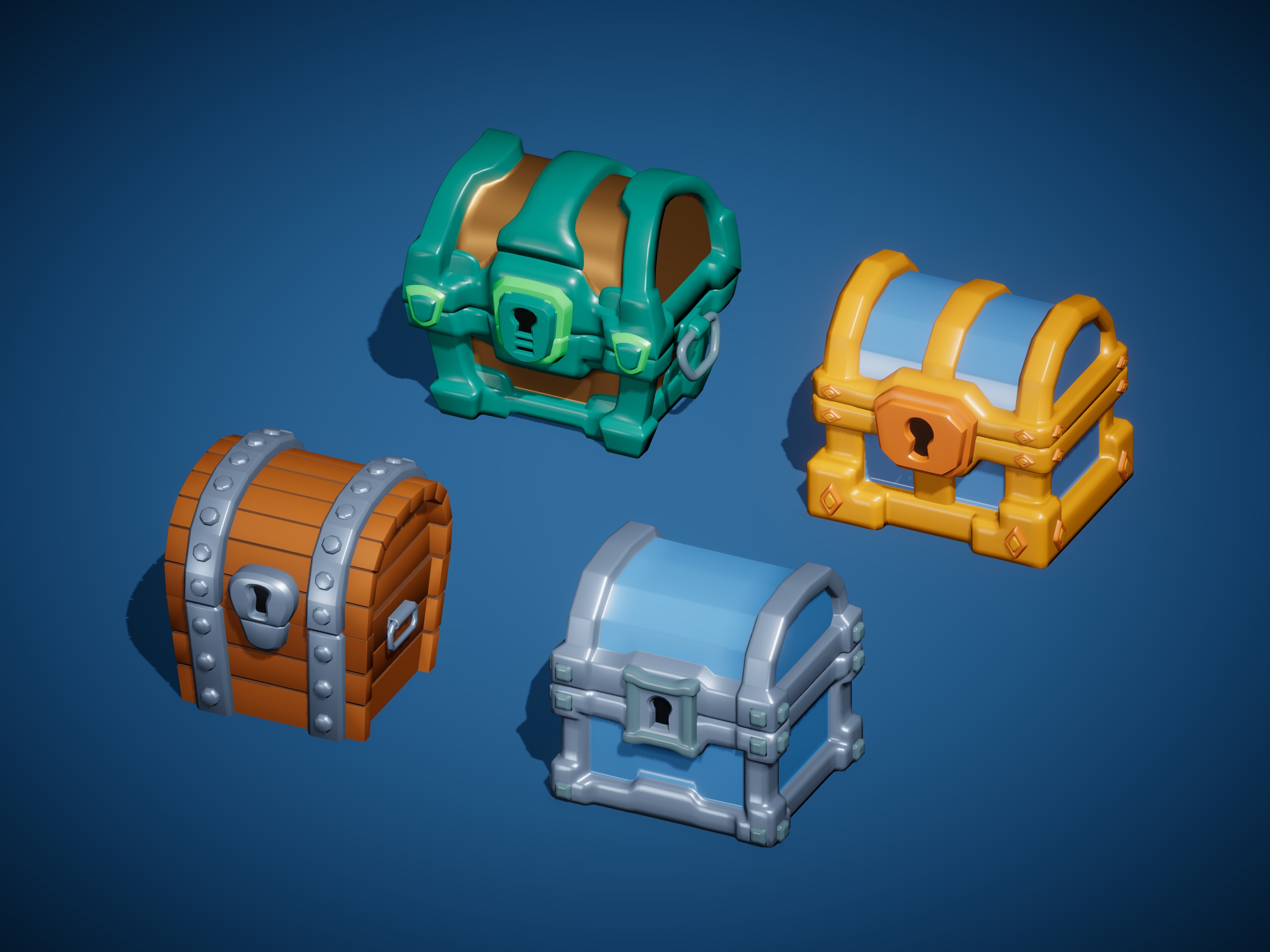 Stylized Casual Treasure Chests Low-poly 3D model_3