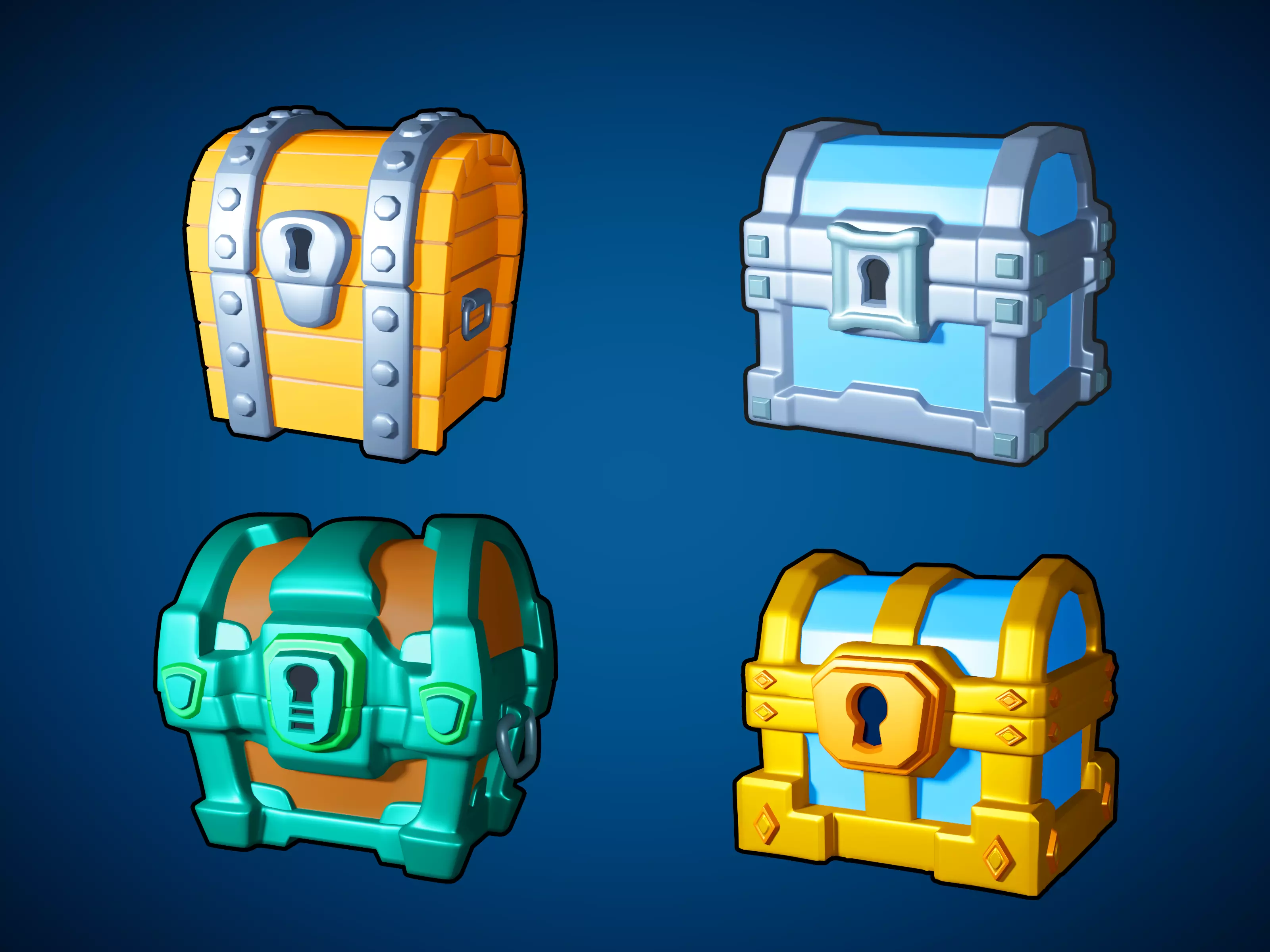 Stylized Casual Treasure Chests Low-poly 3D model_0