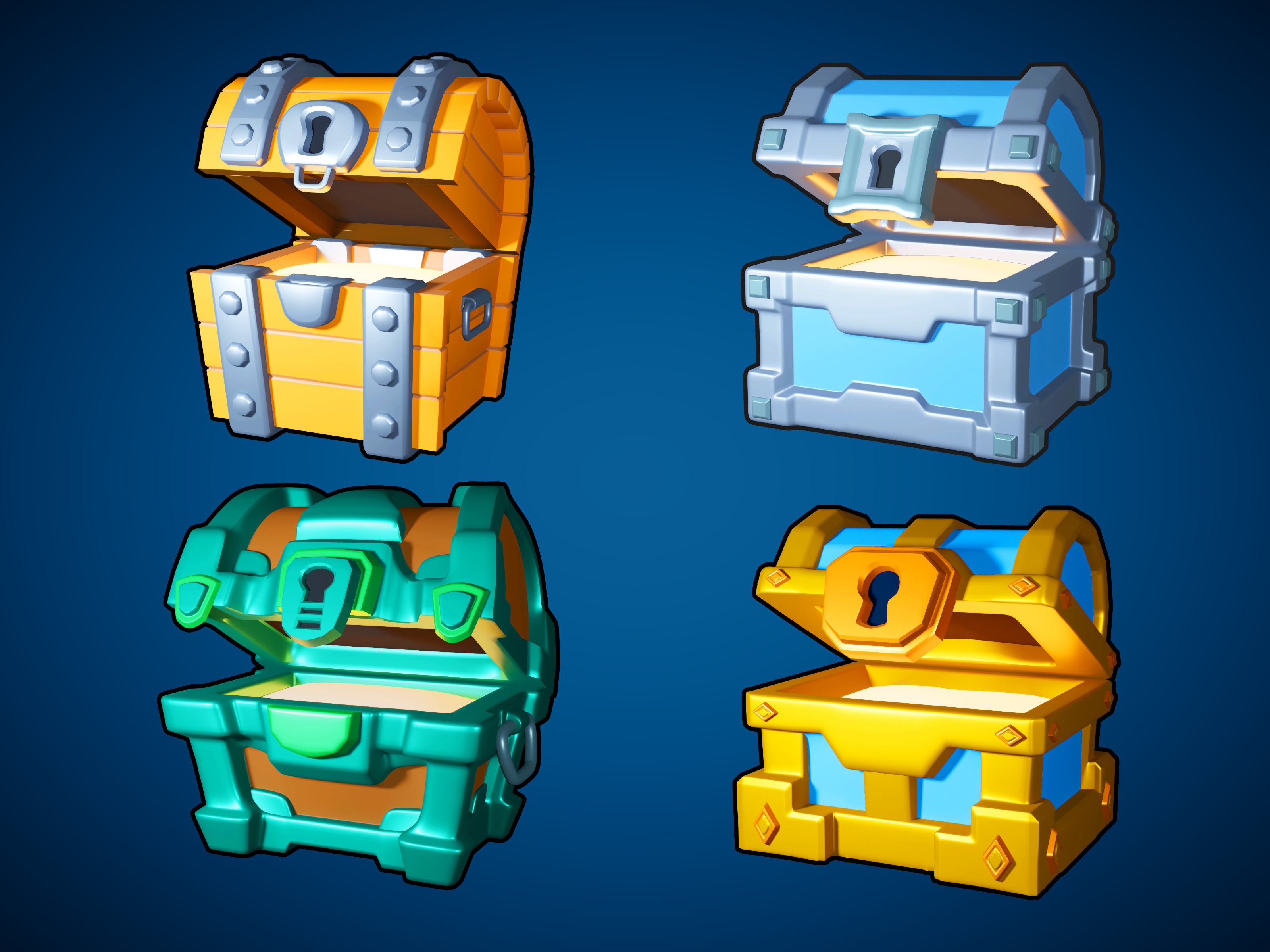 Stylized Casual Treasure Chests Low-poly 3D model_2