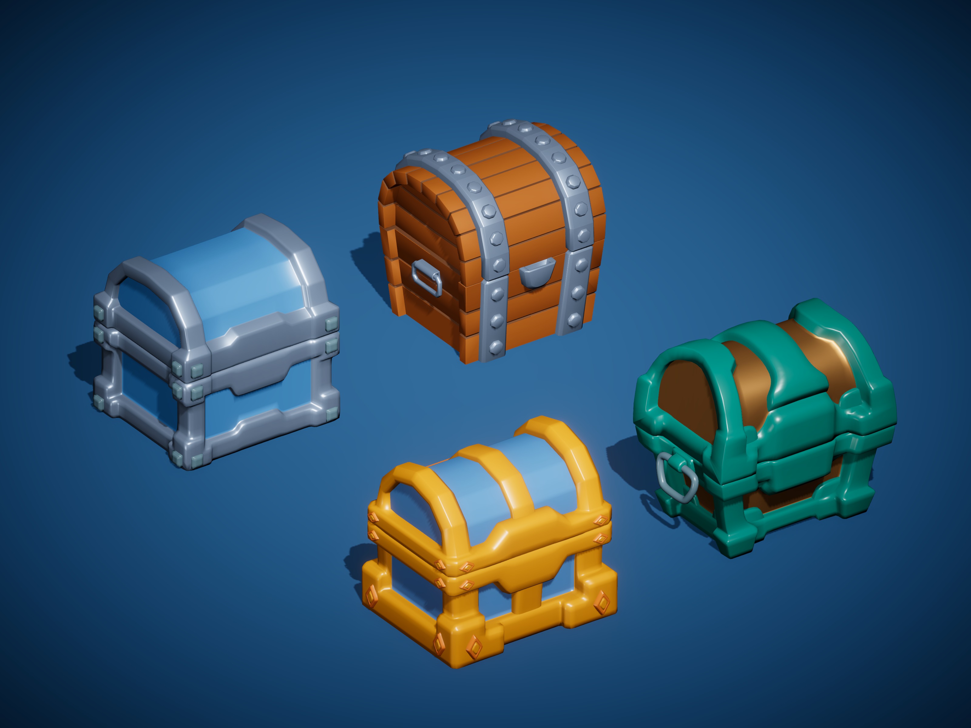 Stylized Casual Treasure Chests Low-poly 3D model_5