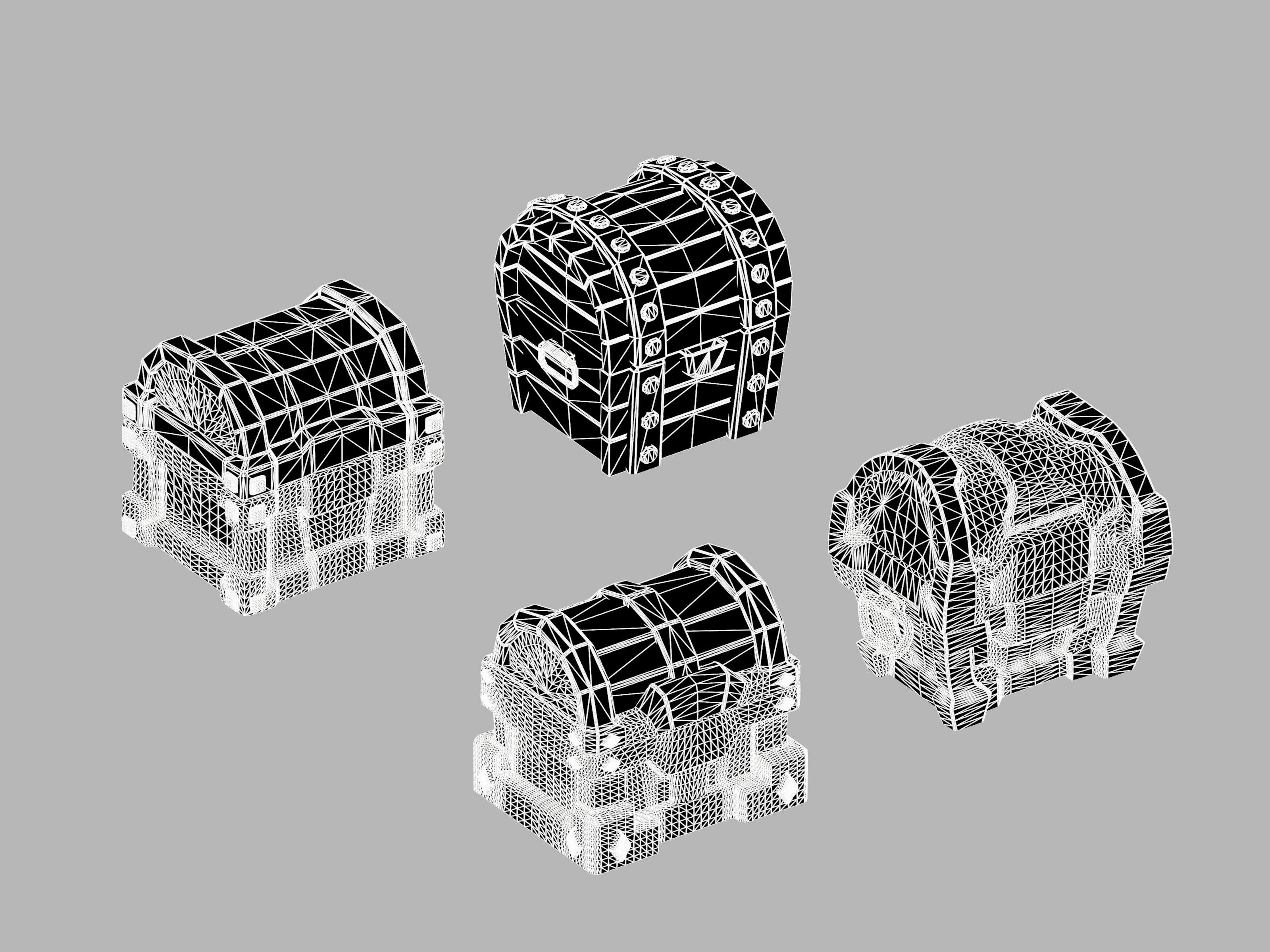 Stylized Casual Treasure Chests Low-poly 3D model_8