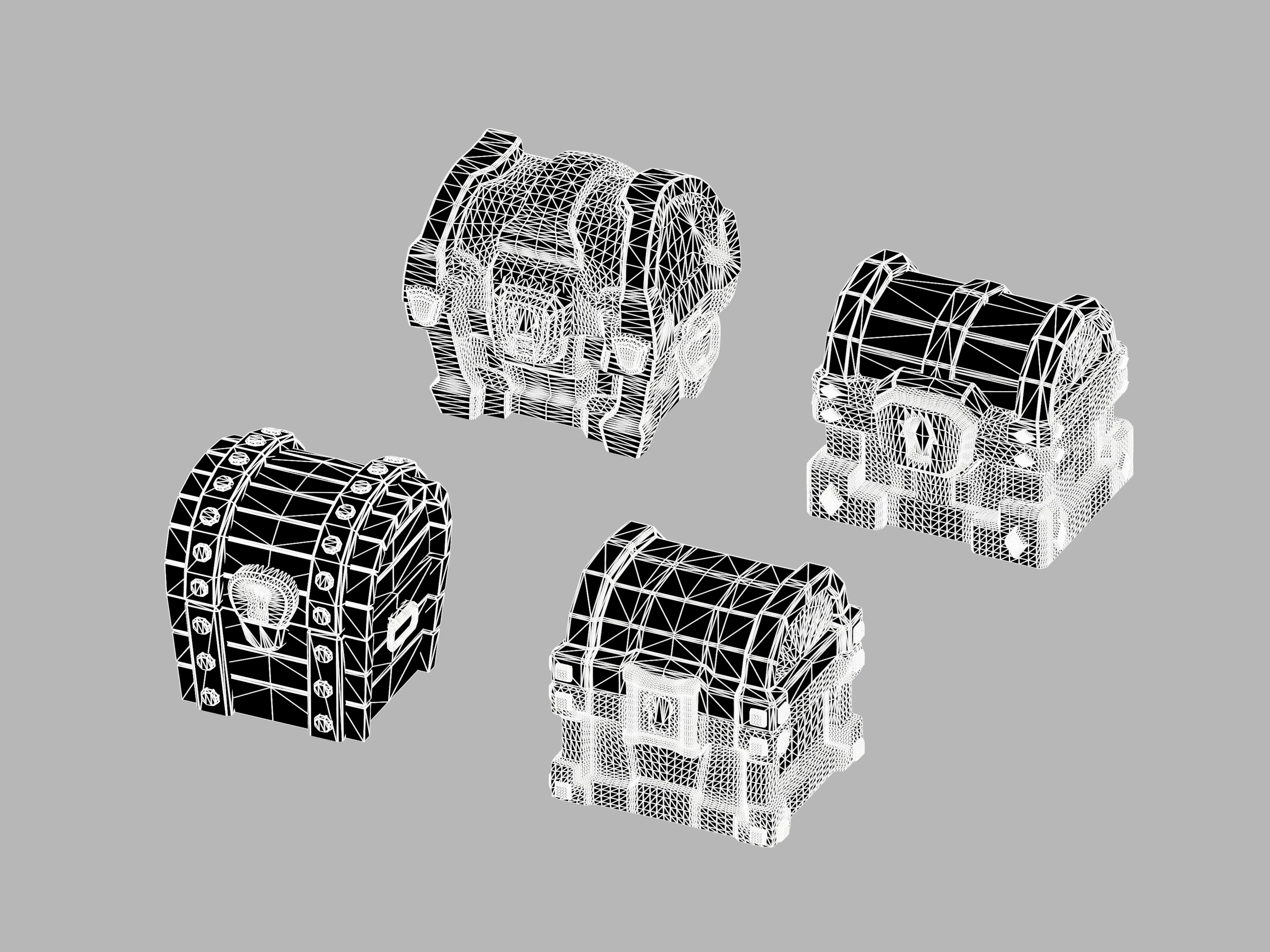 Stylized Casual Treasure Chests Low-poly 3D model_7