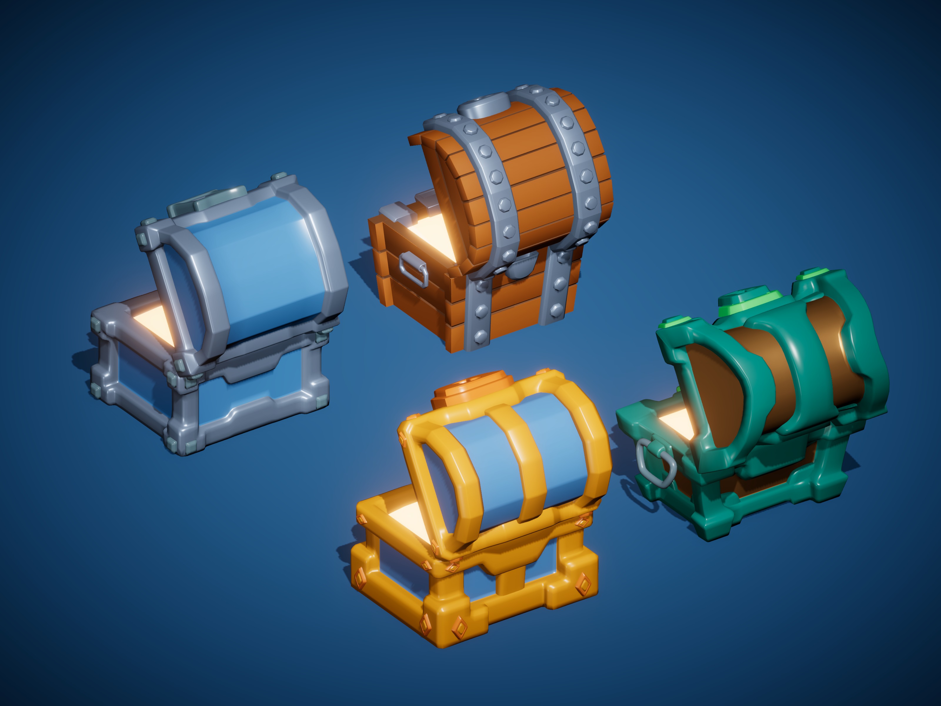 Stylized Casual Treasure Chests Low-poly 3D model_6