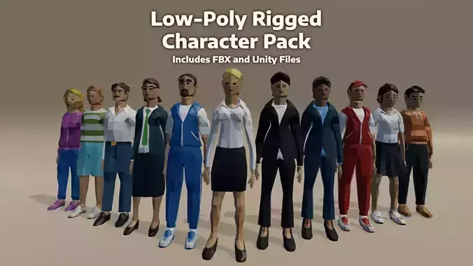 LowPoly School Characters Low-poly 3D model LowPoly School Characters Low-poly 3D model