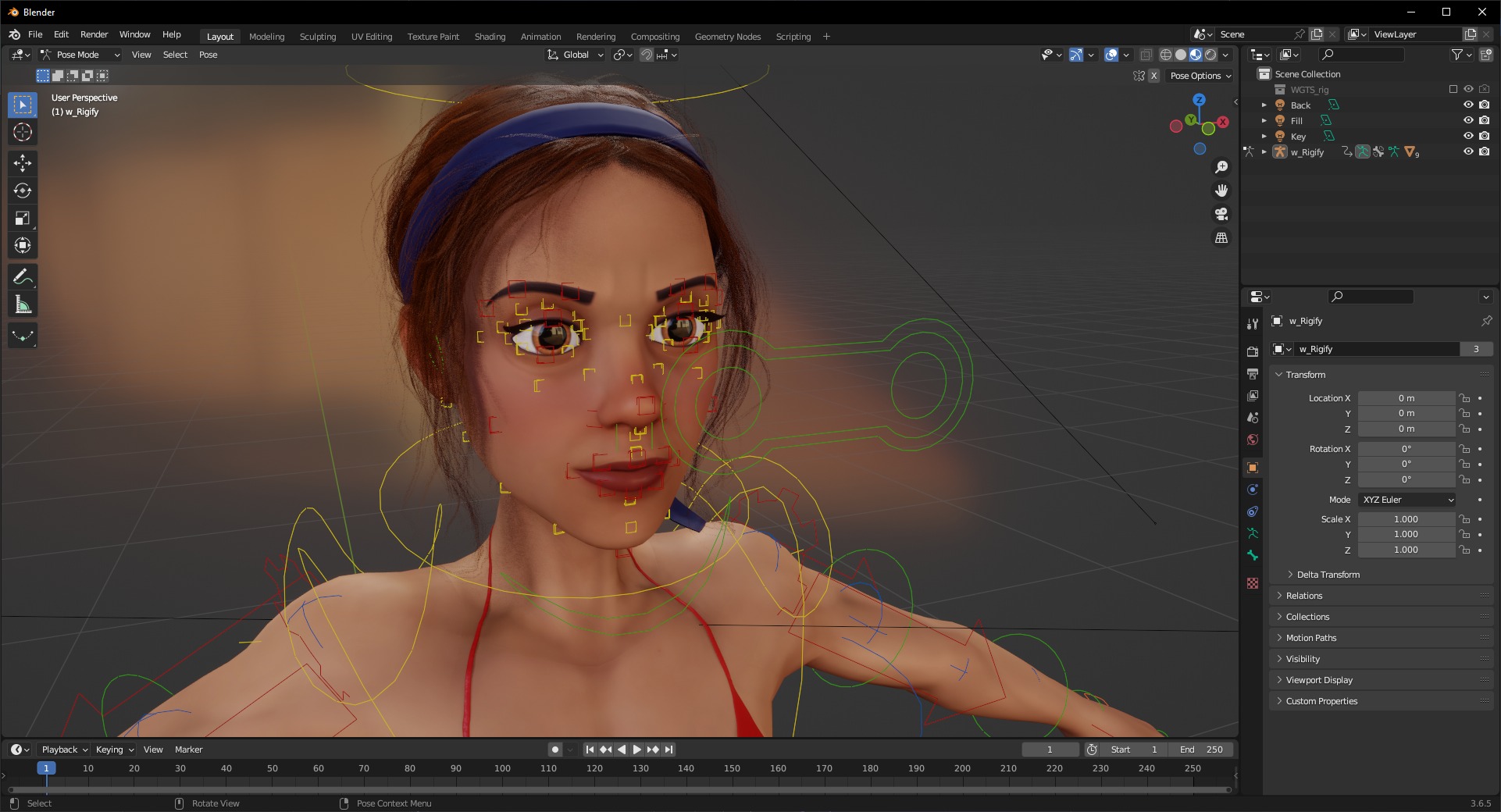Stylized cartoon woman in bikini Low-poly 3D model_20