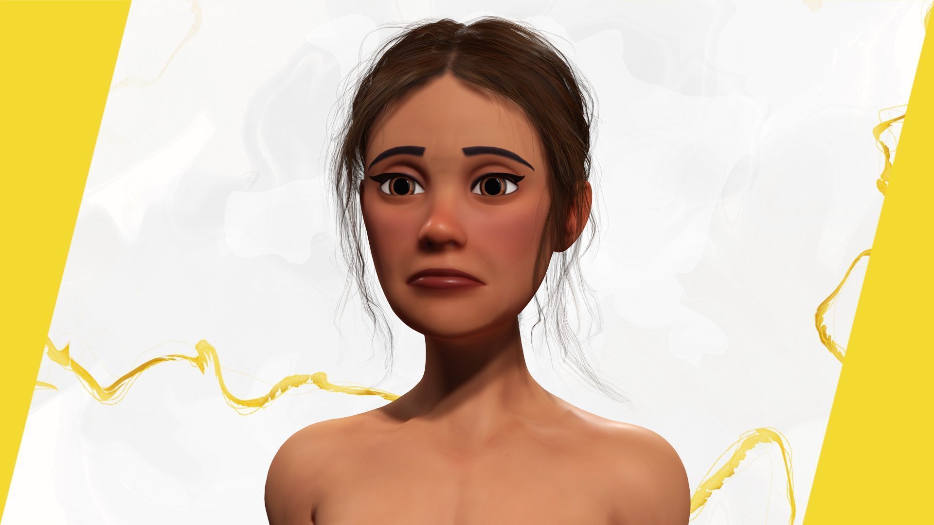 Stylized cartoon woman in bikini Low-poly 3D model_9