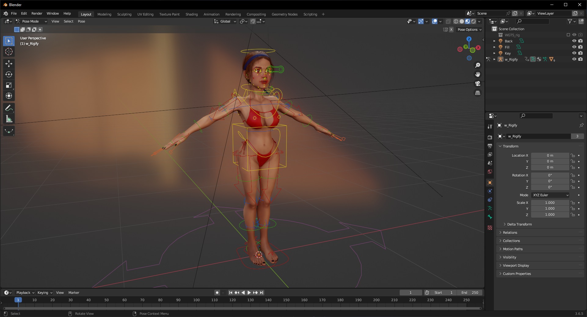 Stylized cartoon woman in bikini Low-poly 3D model_19