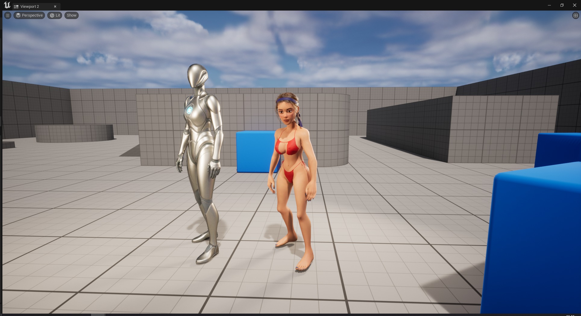 Stylized cartoon woman in bikini Low-poly 3D model_27