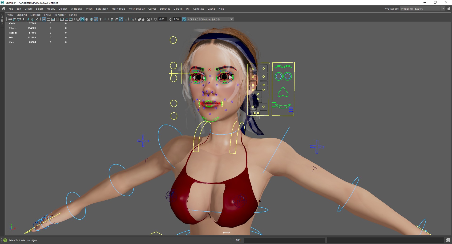 Stylized cartoon woman in bikini Low-poly 3D model_24