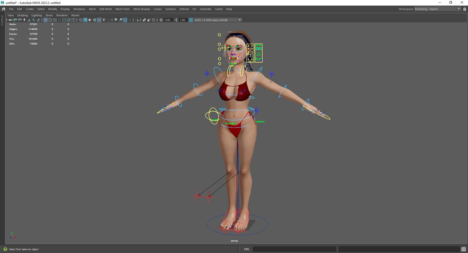 Stylized cartoon woman in bikini Low-poly 3D model_23