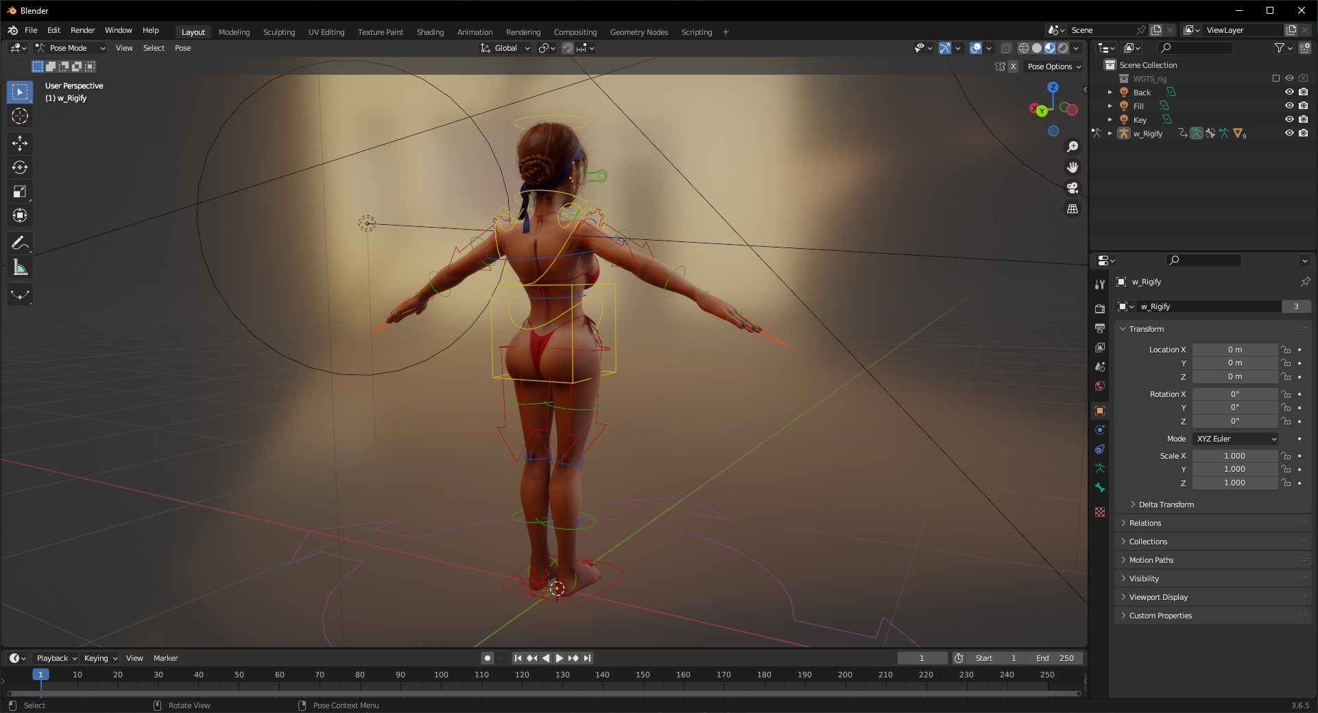 Stylized cartoon woman in bikini Low-poly 3D model_21