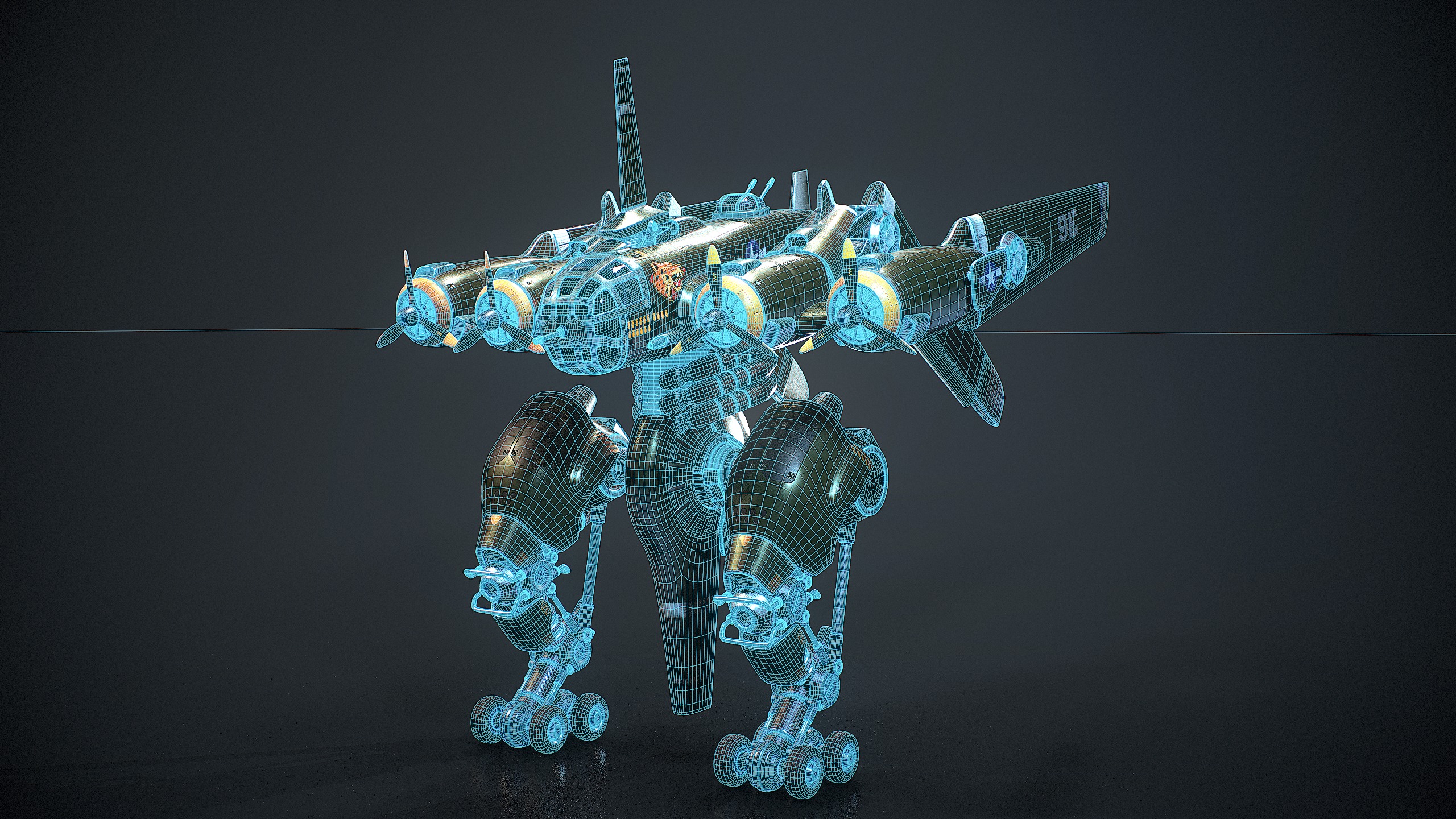 Mecha B-24 Liberator 3D model_10