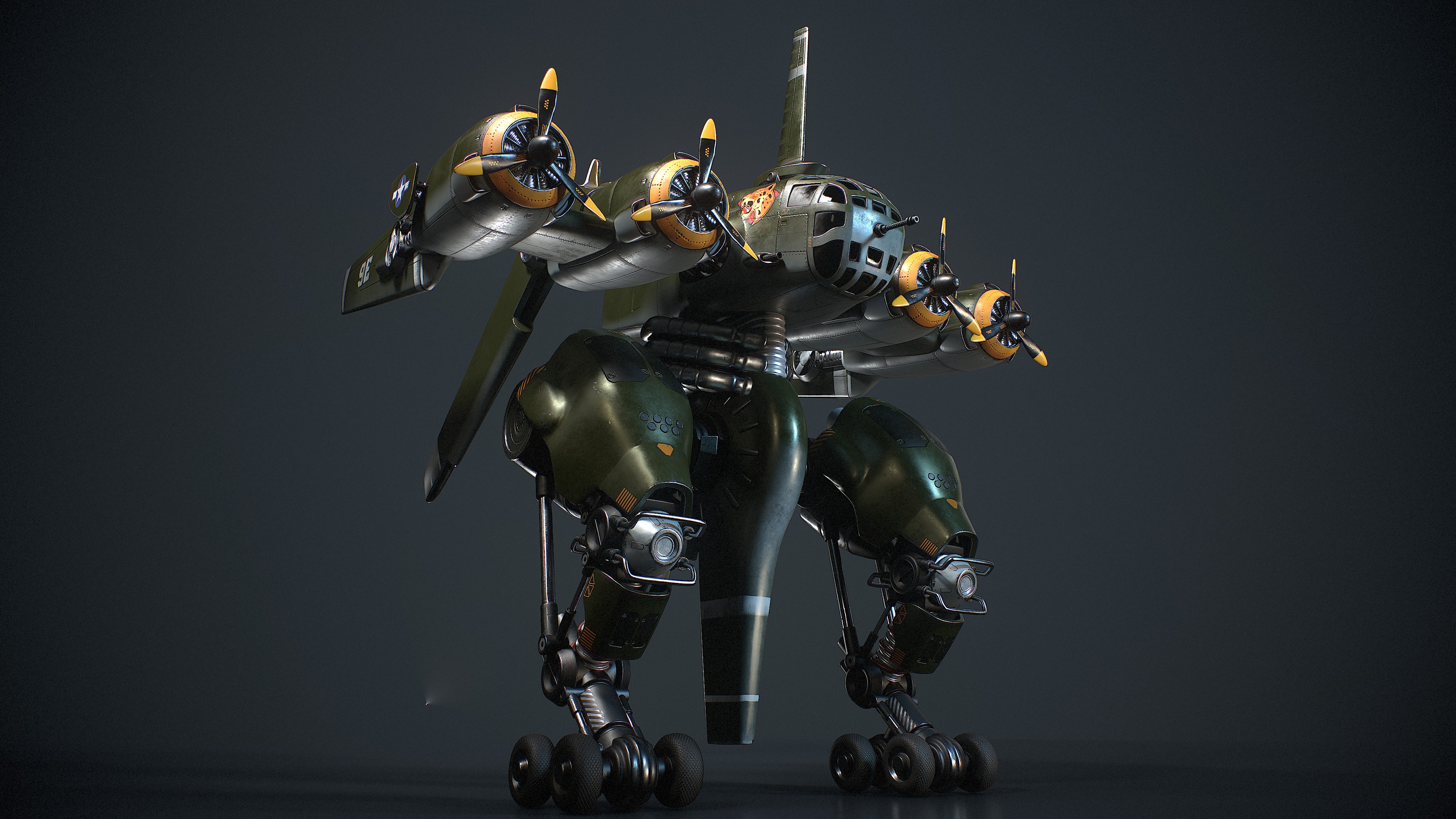 Mecha B-24 Liberator 3D model_7