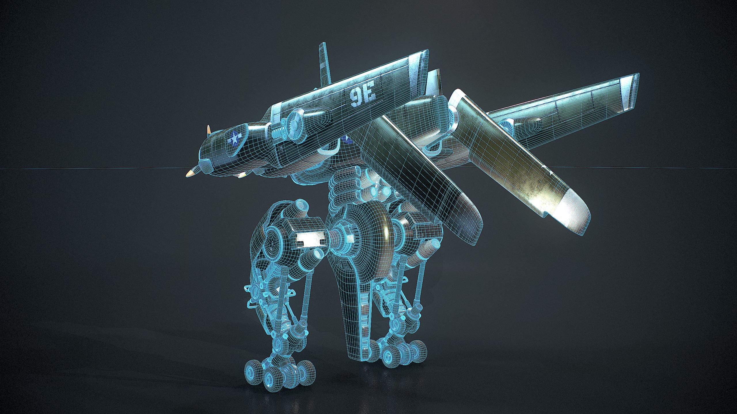 Mecha B-24 Liberator 3D model_12