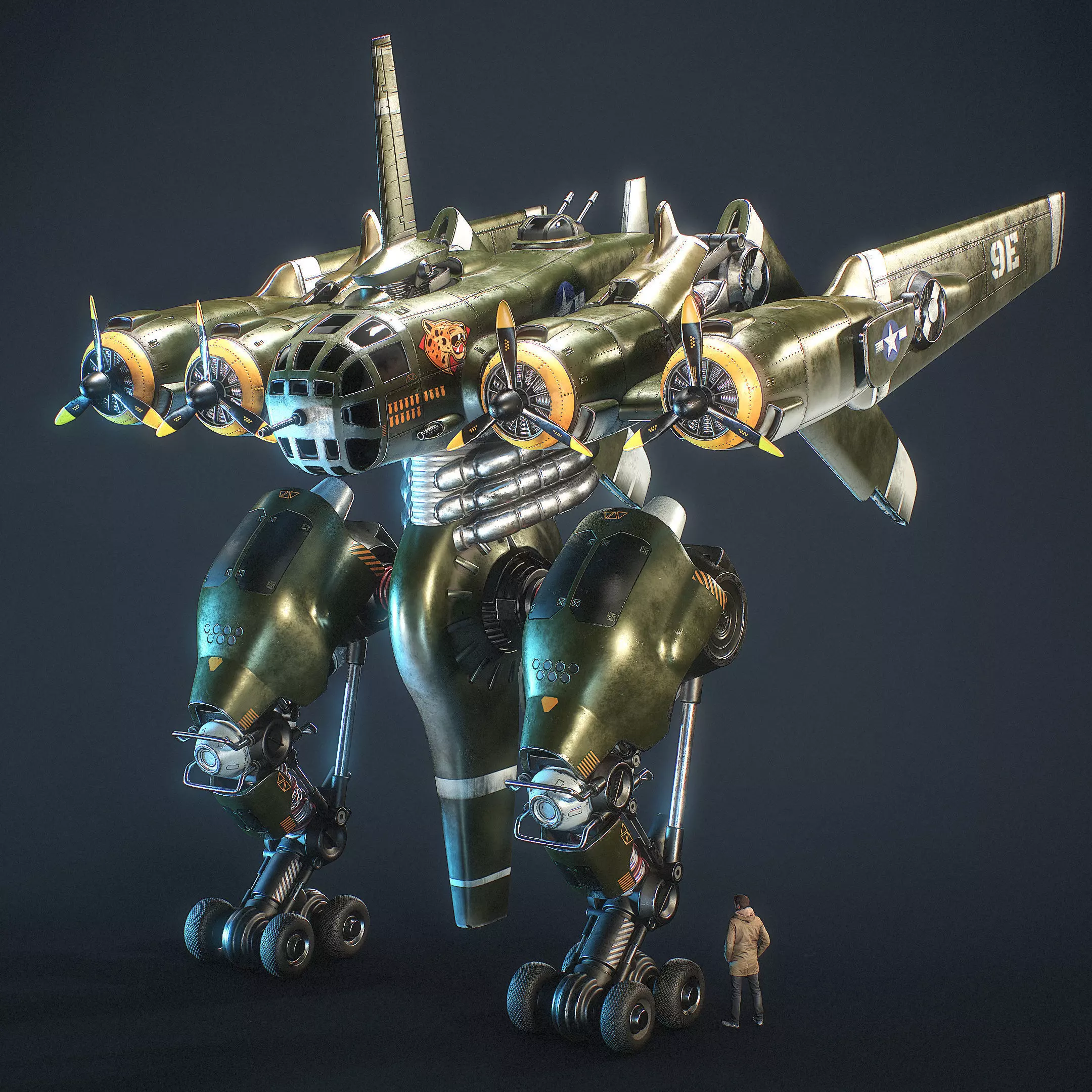 Mecha B-24 Liberator 3D model_0