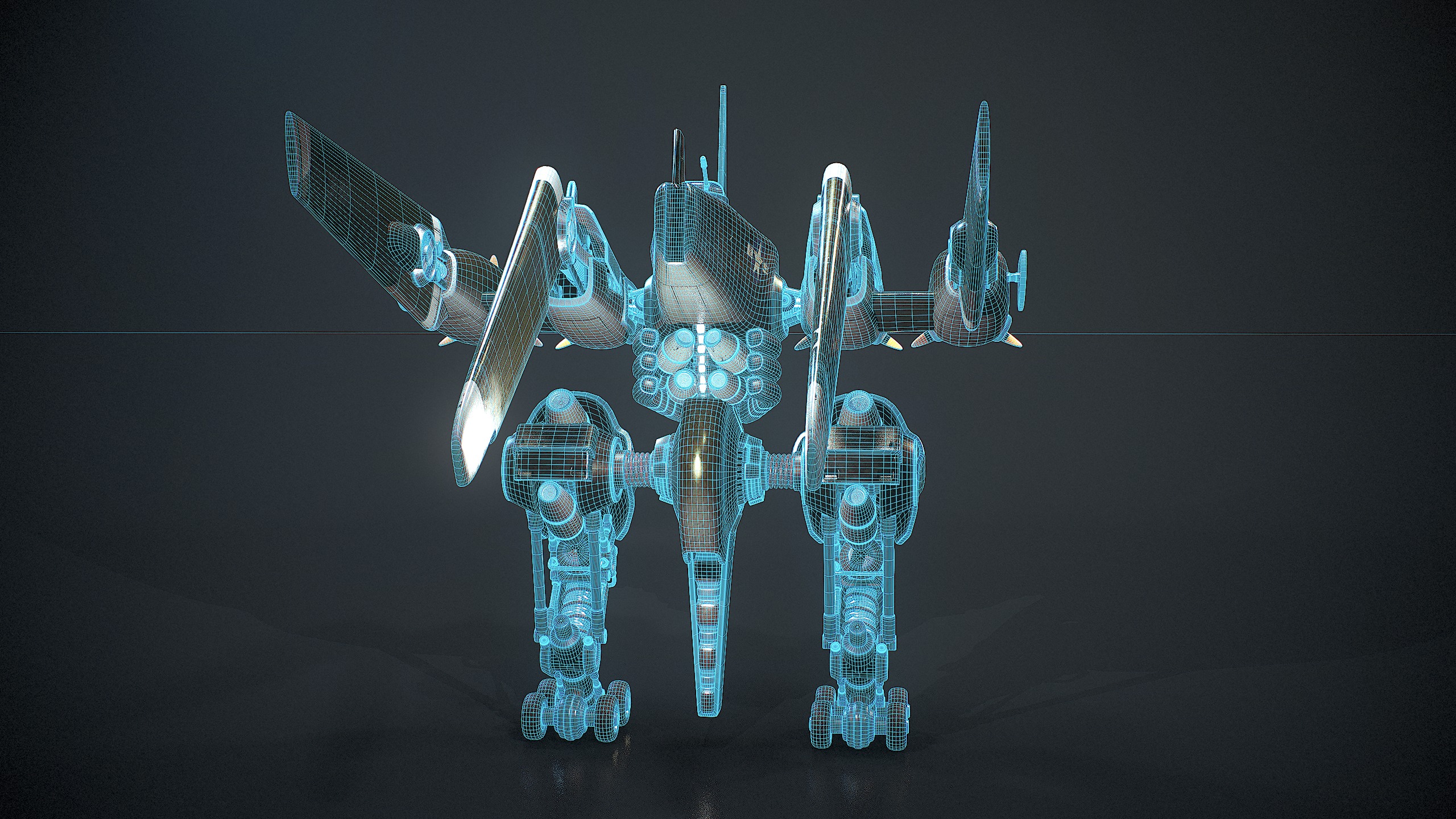 Mecha B-24 Liberator 3D model_11