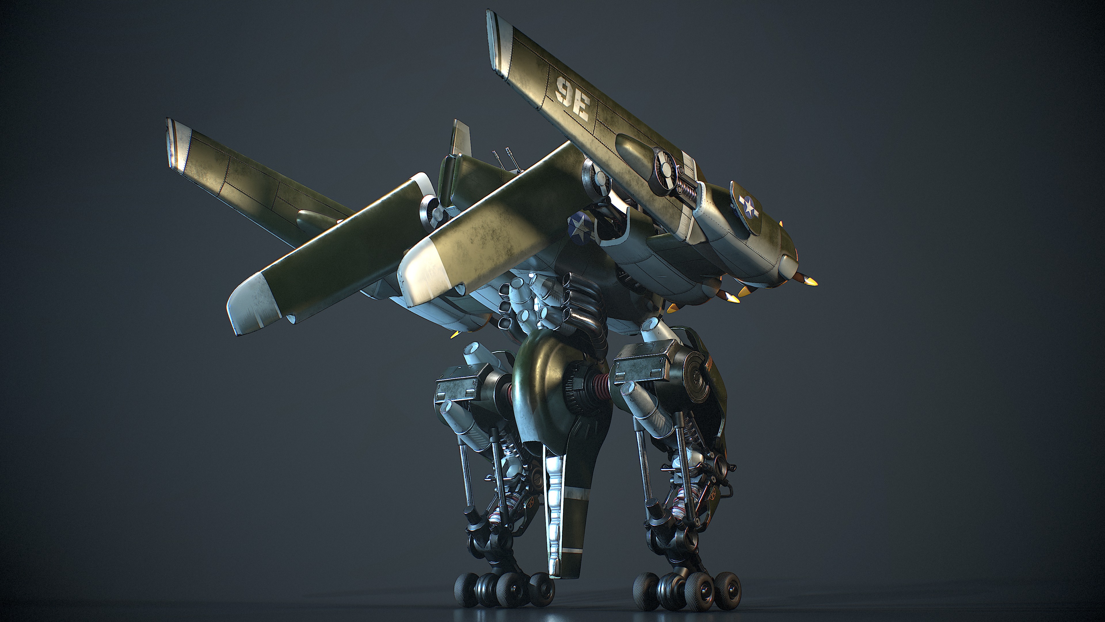 Mecha B-24 Liberator 3D model_5
