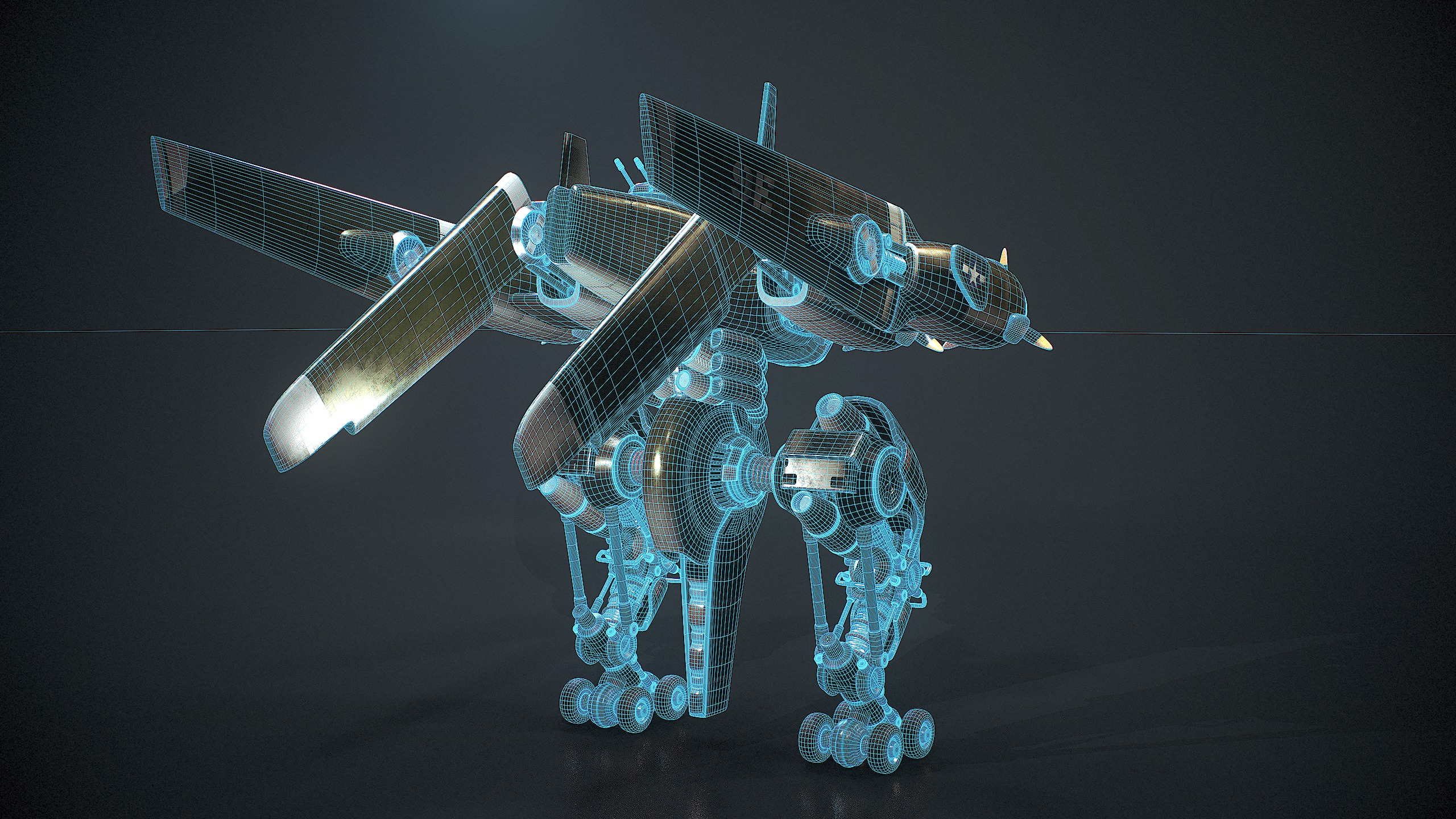 Mecha B-24 Liberator 3D model_13