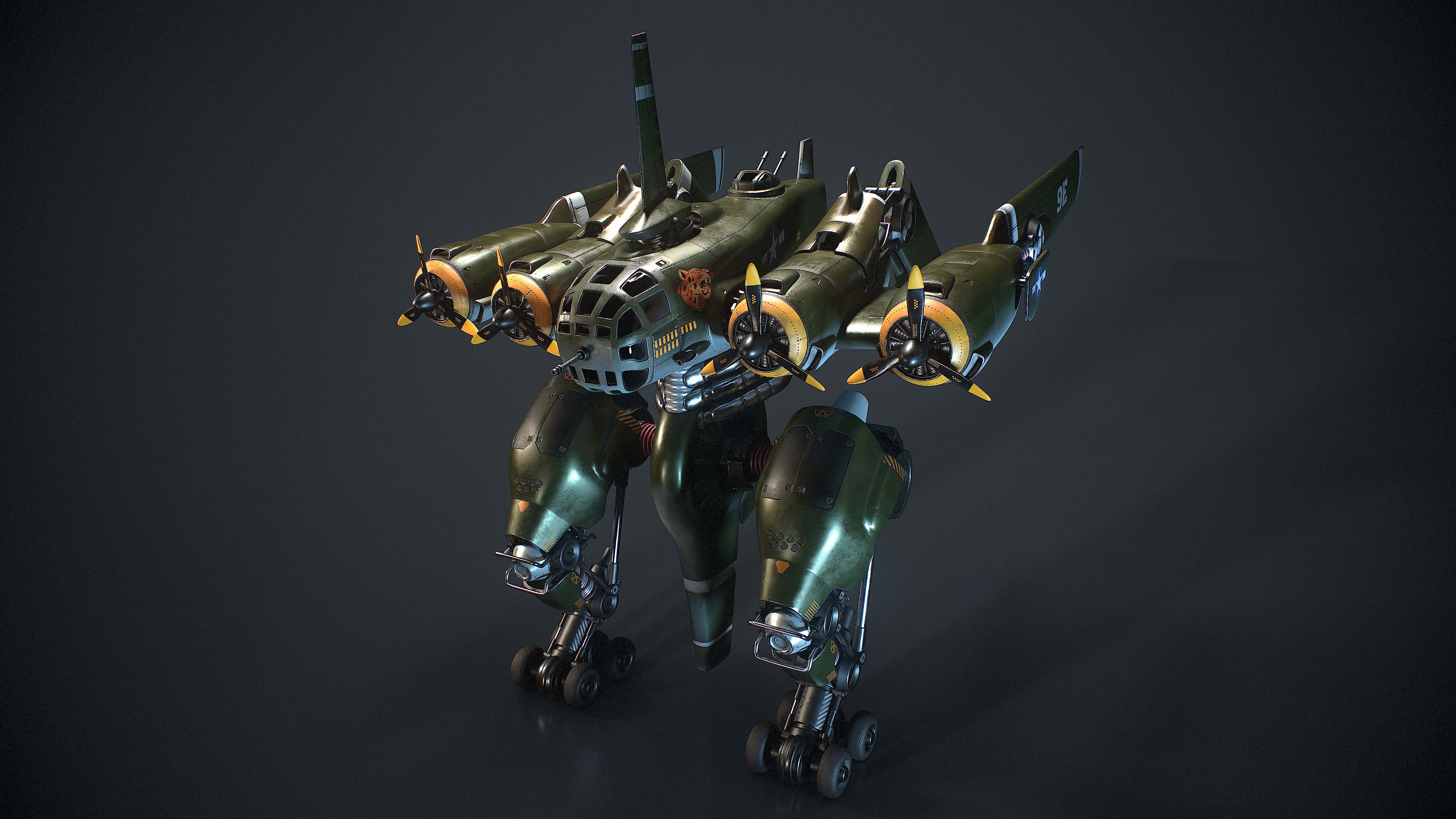 Mecha B-24 Liberator 3D model_6