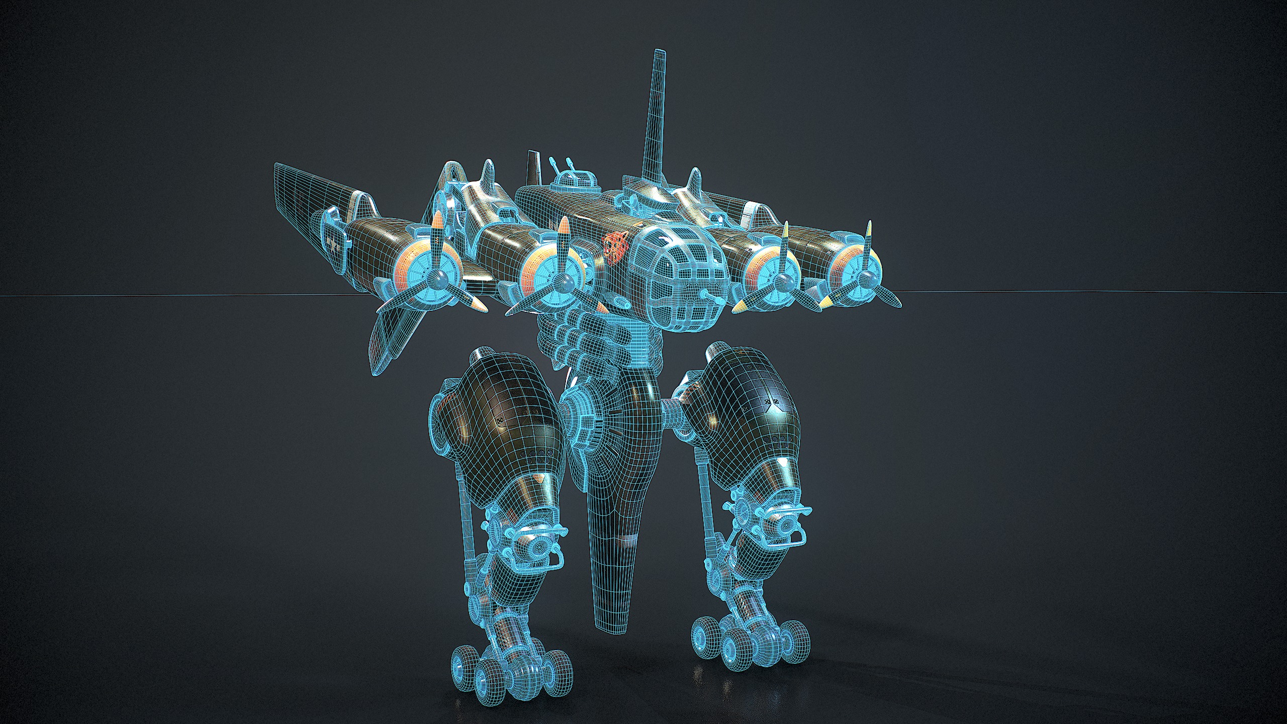 Mecha B-24 Liberator 3D model_14