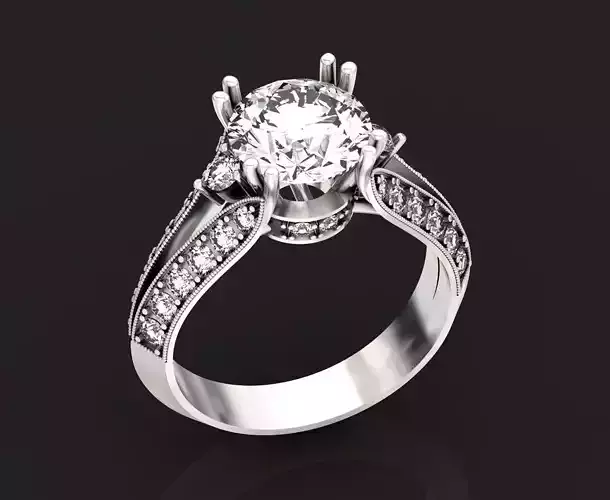 vintage engagement ring  round solitare 1388 3D print model
