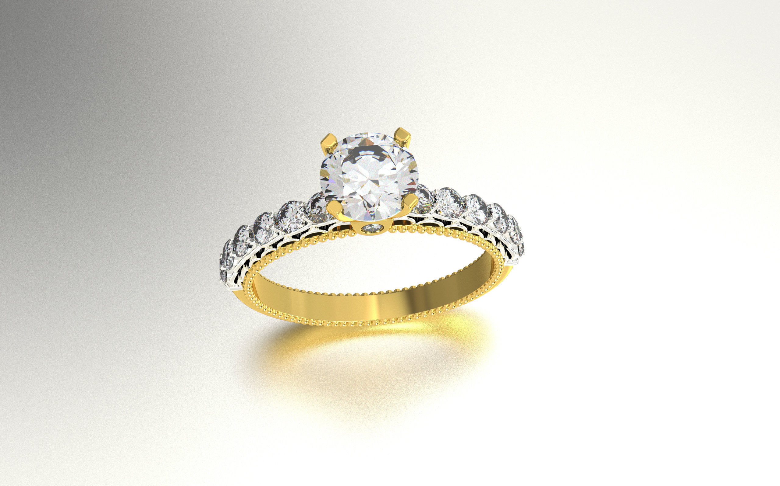Women solitaire Engagement Ring 3d print model 3D print model_8