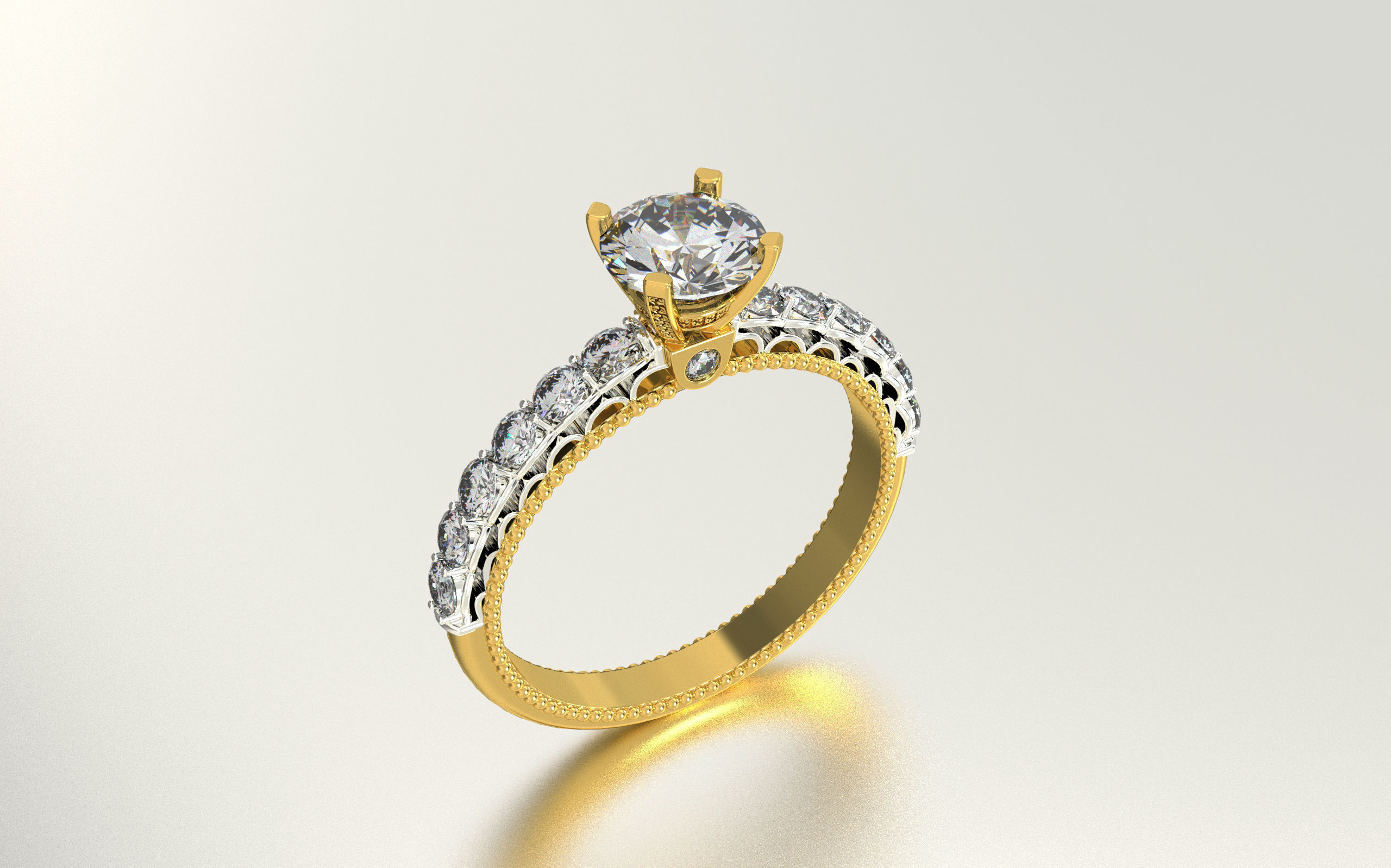 Women solitaire Engagement Ring 3d print model 3D print model_4